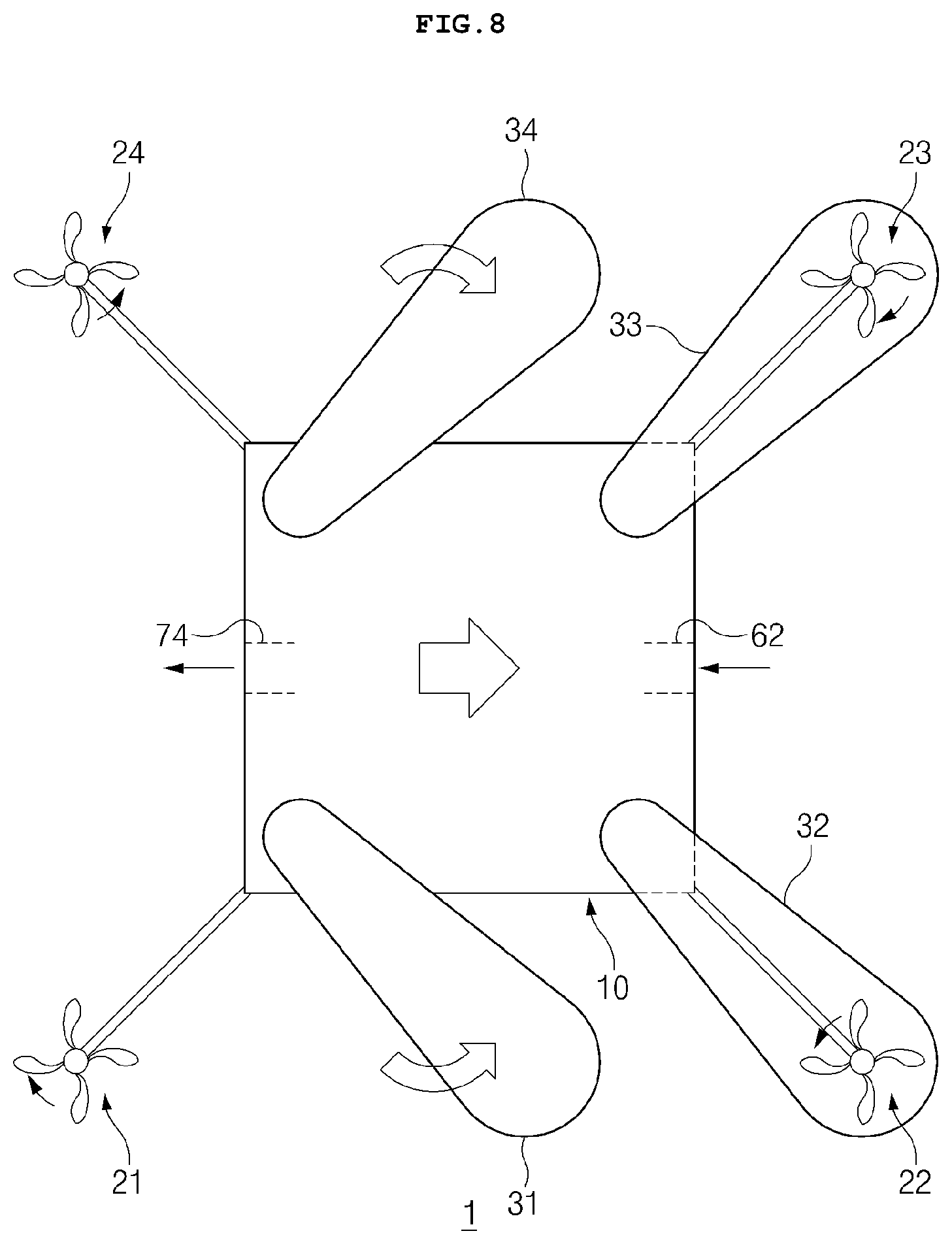 Patent US12096904 Figure 8 – Movable device usable for cleaning and movable device control method