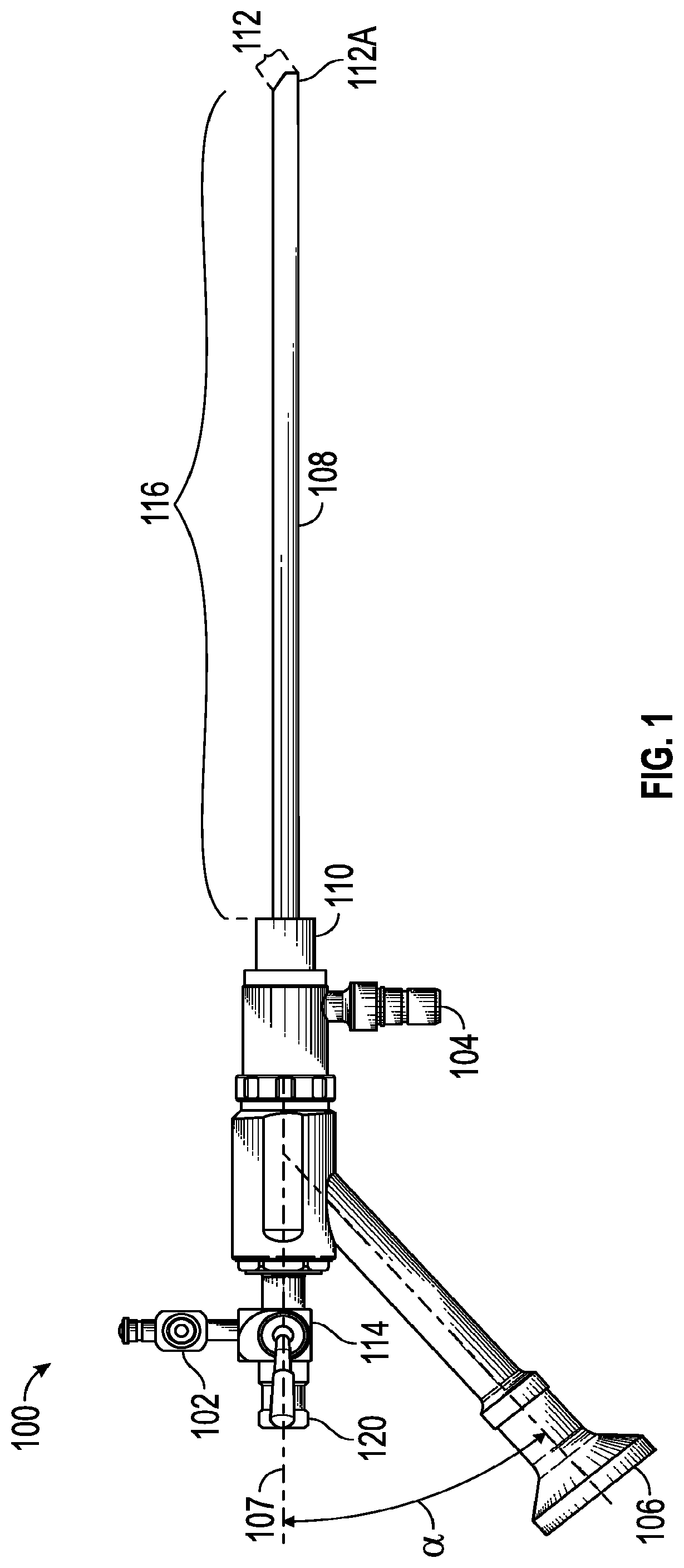 Patent US12096913 Figure 1 – Oblique tip endoscope with zero degree field angle
