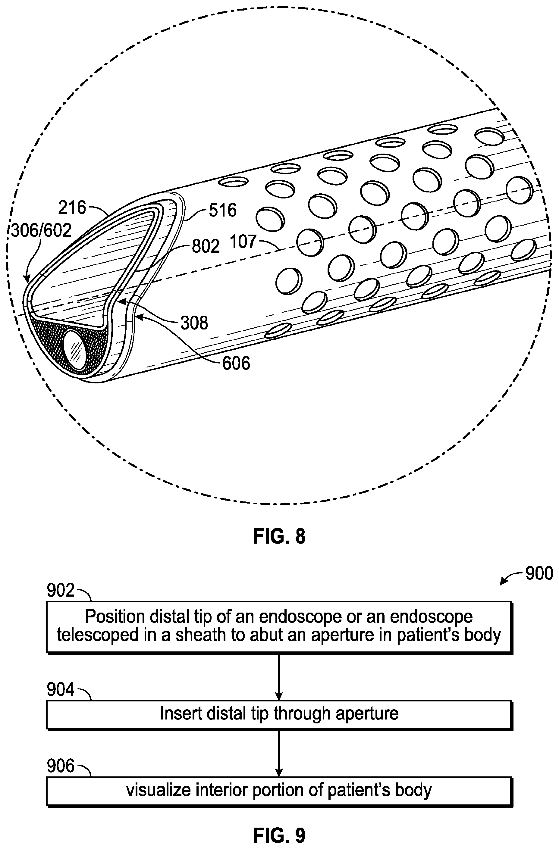 Patent US12096913 Figure 8 – Oblique tip endoscope with zero degree field angle