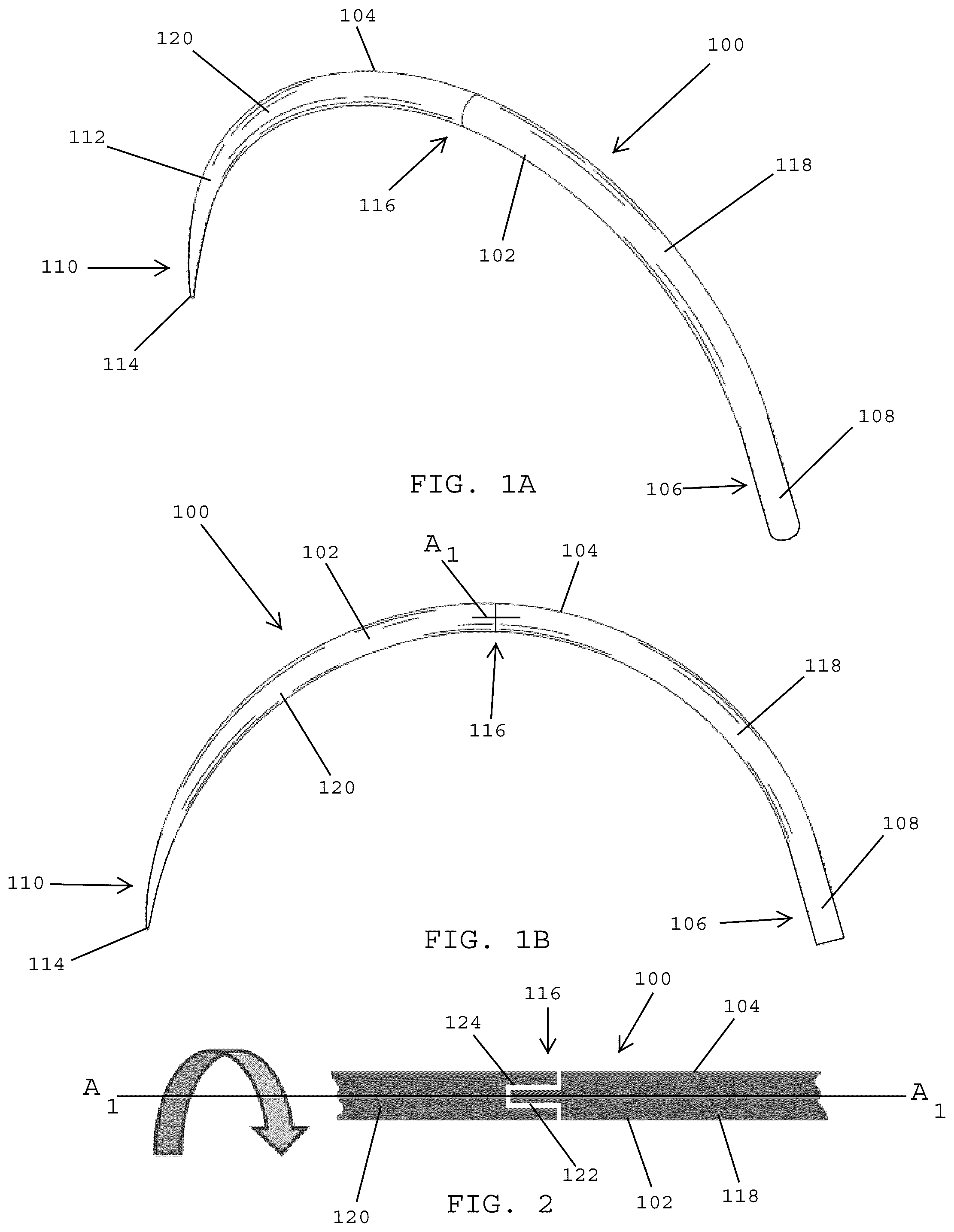 Patent US12096930 Figure 1 – Reconfigurable suture needles being transformable between higher profile configurations and lower profile configurations