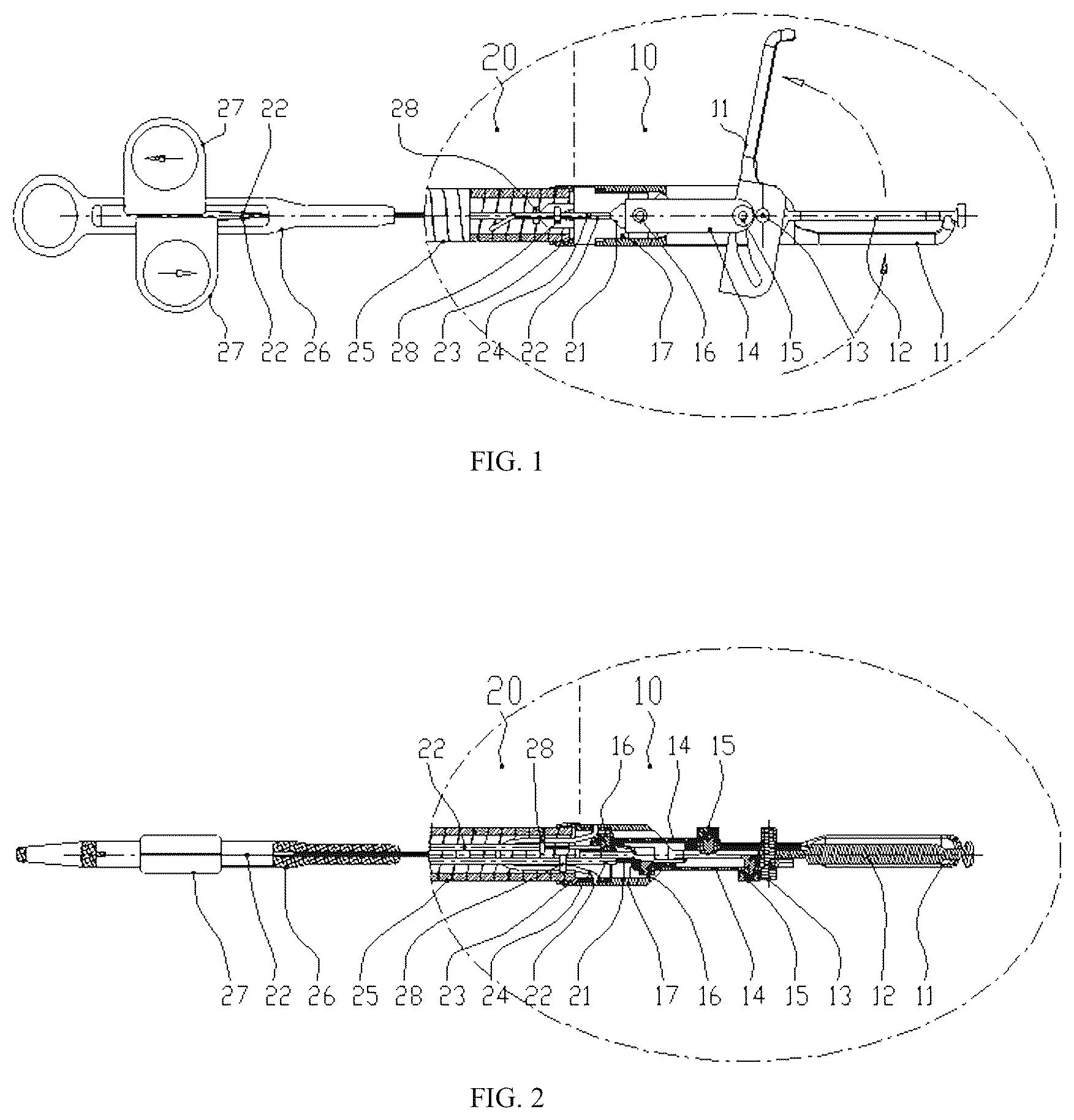 Patent US12096942 Figure 1 – Hemostasis and suturing conjoined dual-clamp capable of passing through channel of digestive endoscope and operation method