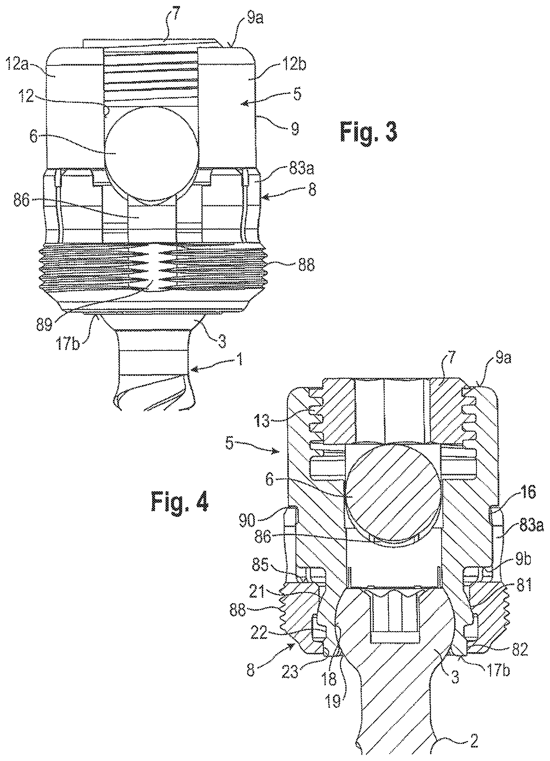 Patent US12096962 Figure 2 – Bone anchoring device and tool cooperating with such a bone anchoring device