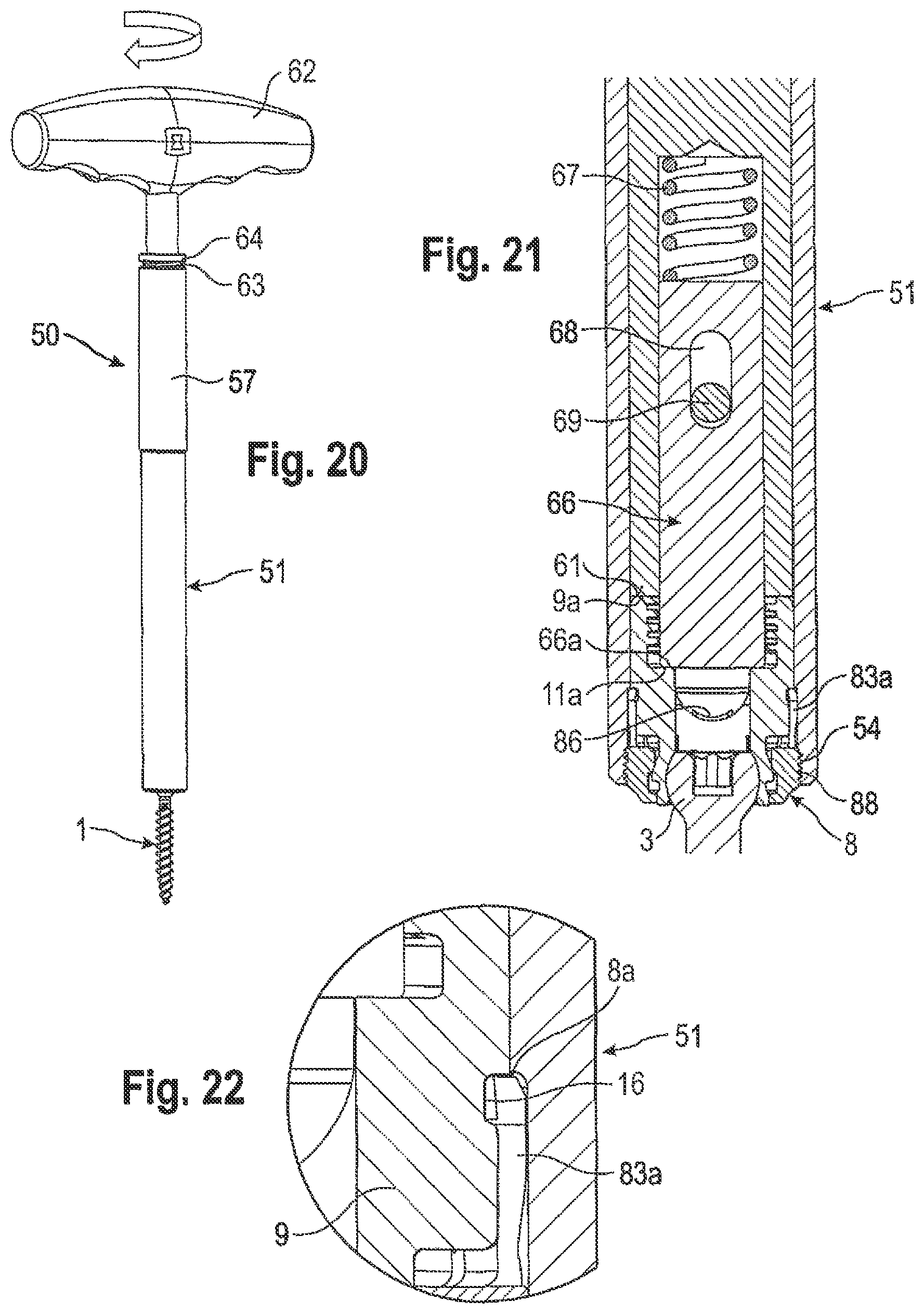 Patent US12096962 Figure 8 – Bone anchoring device and tool cooperating with such a bone anchoring device