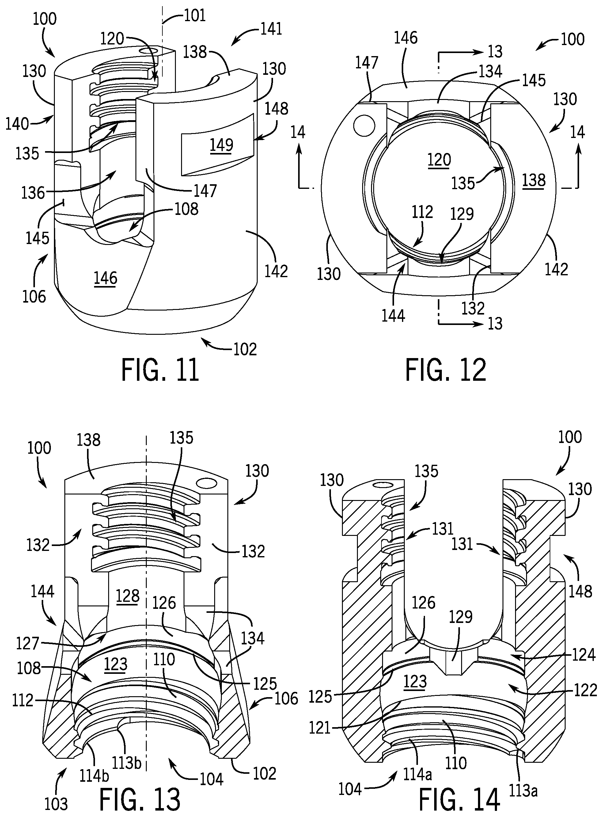 Patent US12096964 Figure 5 – Modular bone anchor system with bottom loaded shank heads having a single shank head shape