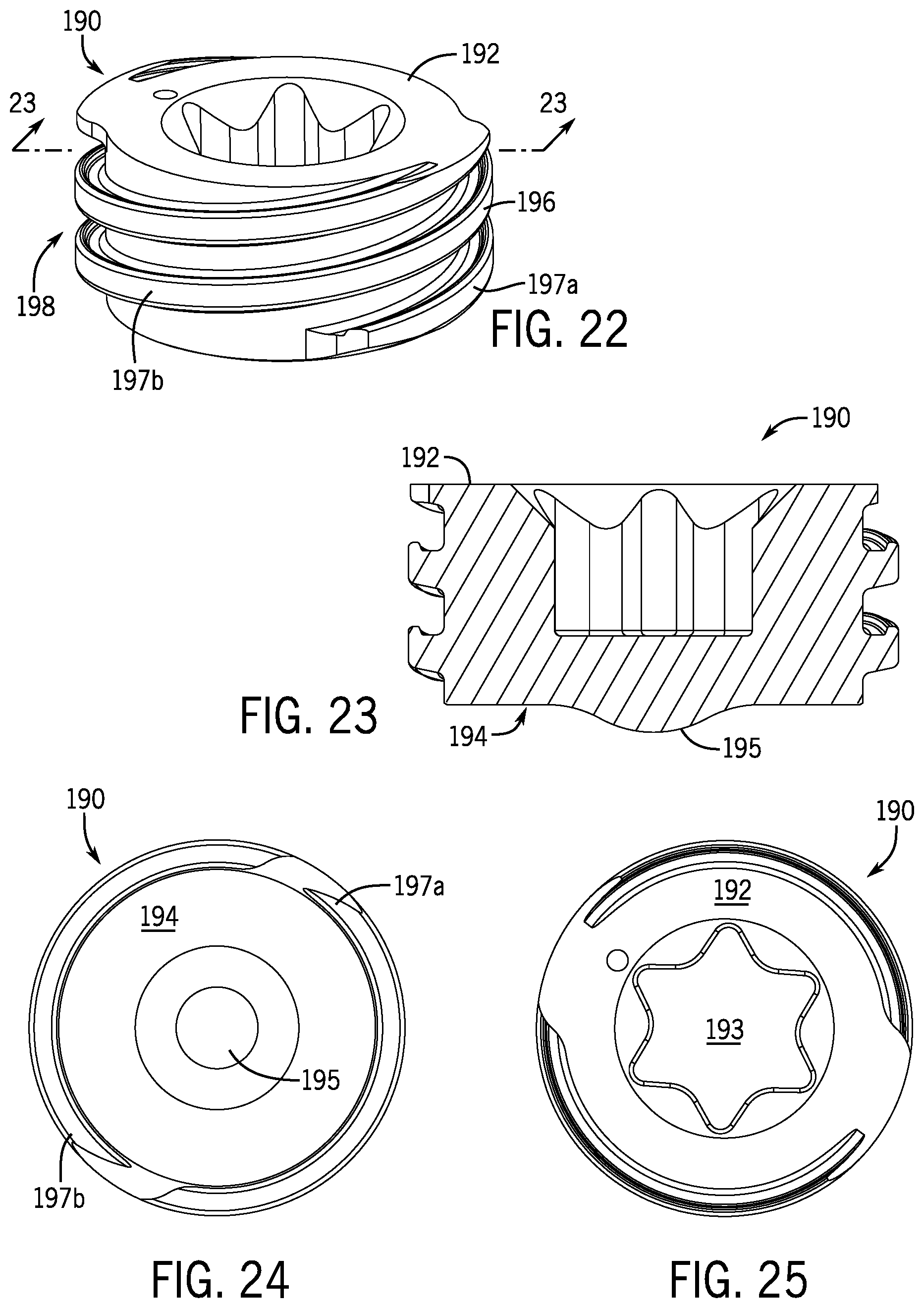 Patent US12096964 Figure 8 – Modular bone anchor system with bottom loaded shank heads having a single shank head shape