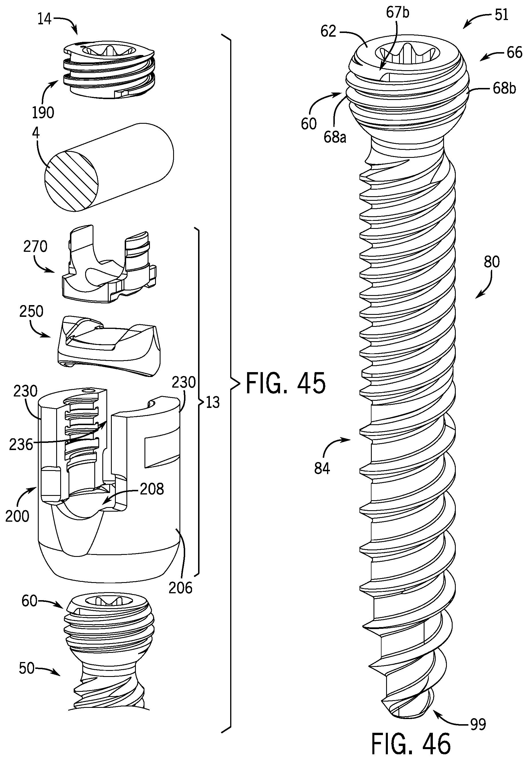 Patent US12096964 Figure 16 – Modular bone anchor system with bottom loaded shank heads having a single shank head shape