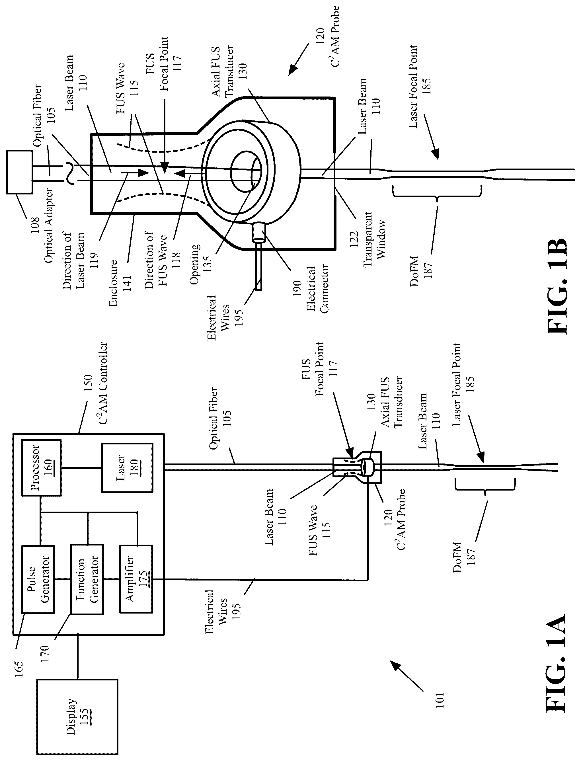Patent US12096980 — Mediator-free universal laser light amplification with coaxial propagating focused ultrasound and system — Figure 1
