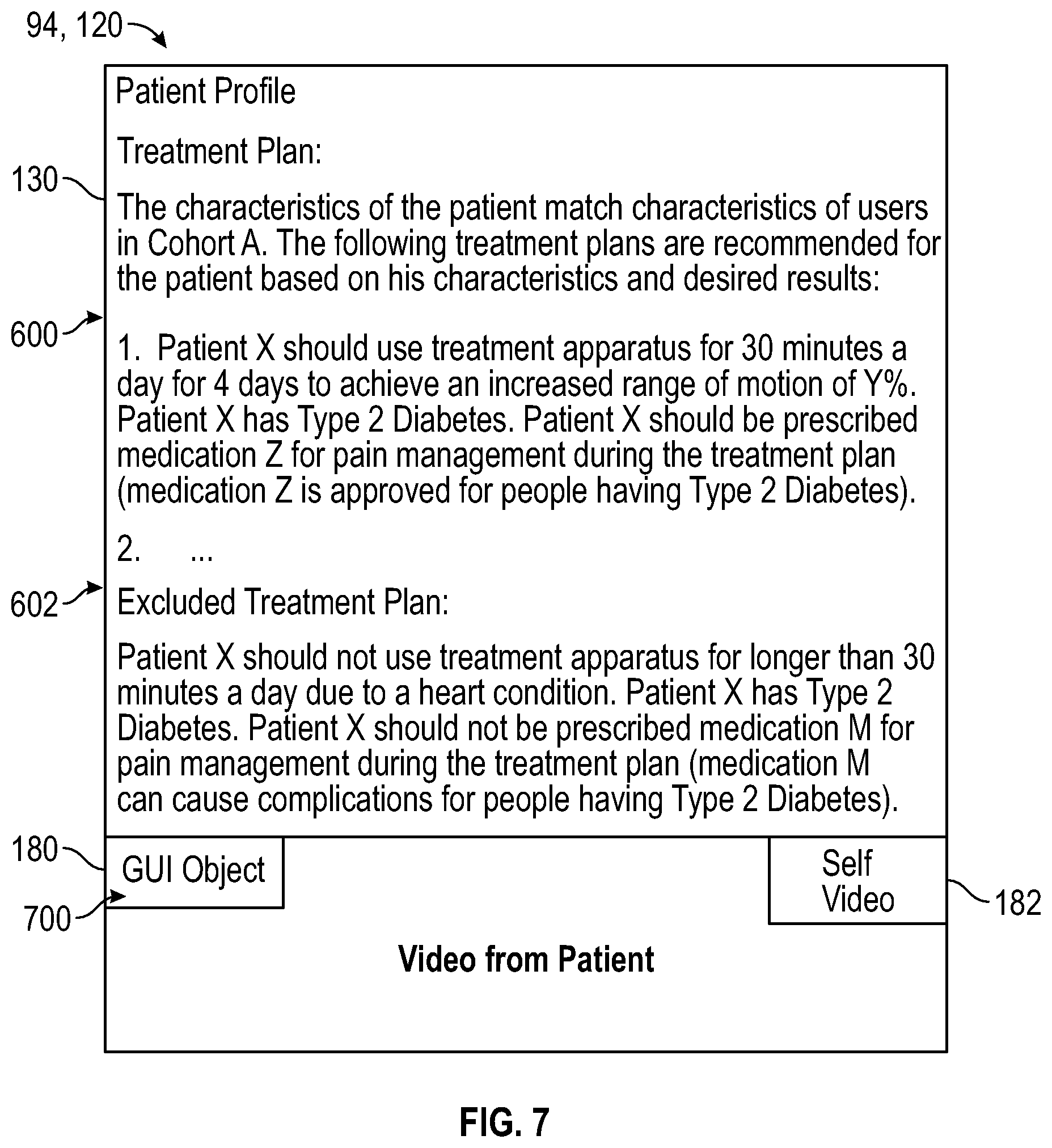 Patent US12096997 Figure 7 – Method and system for treating patients via telemedicine using sensor data from rehabilitation or exercise equipment
