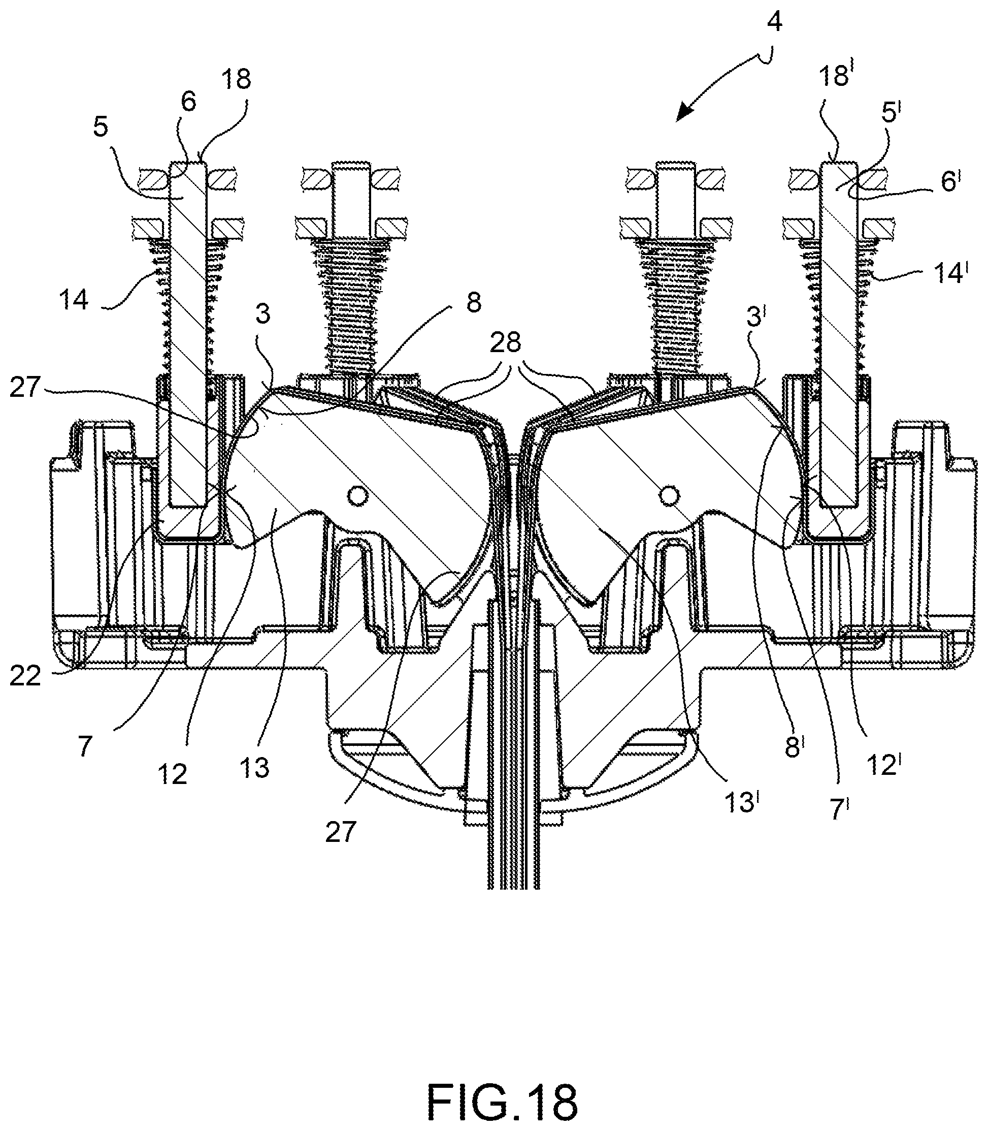 Patent US12097005 Figure 11 – Transmission system of a surgical instrument for robotic surgery