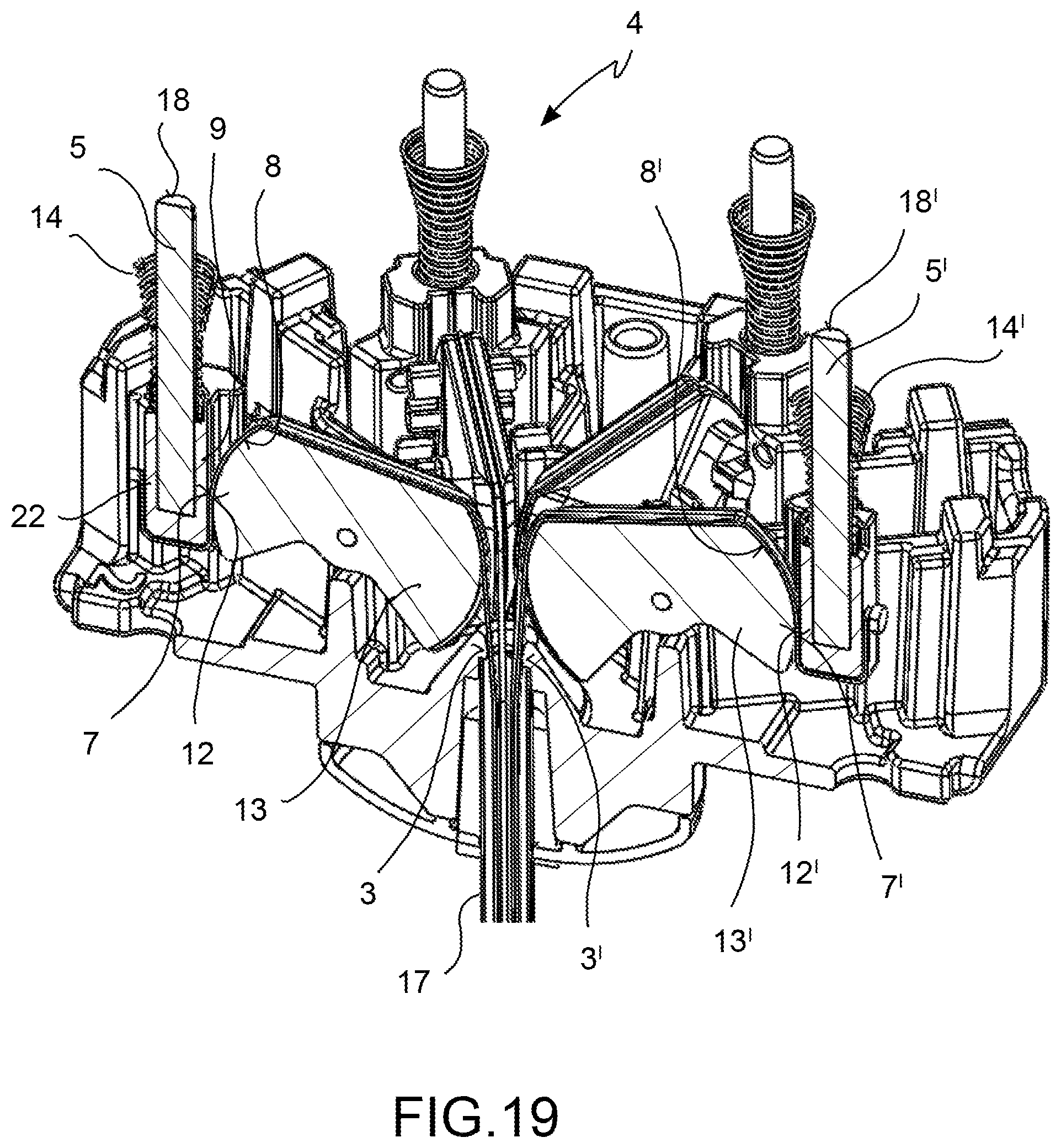 Patent US12097005 Figure 12 – Transmission system of a surgical instrument for robotic surgery