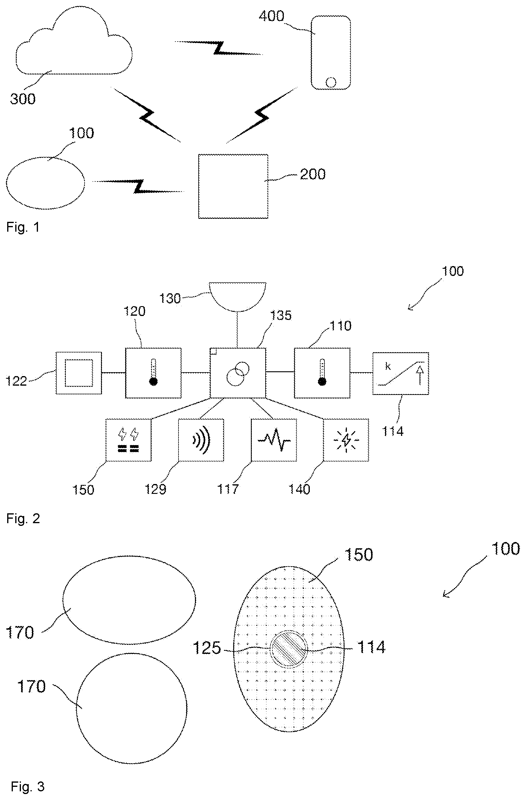 Patent US12097012 Figure 1 – Sensor system and method for continuous and wireless monitoring and analysis of respiratory sounds, heart rate and core temperature in organisms
