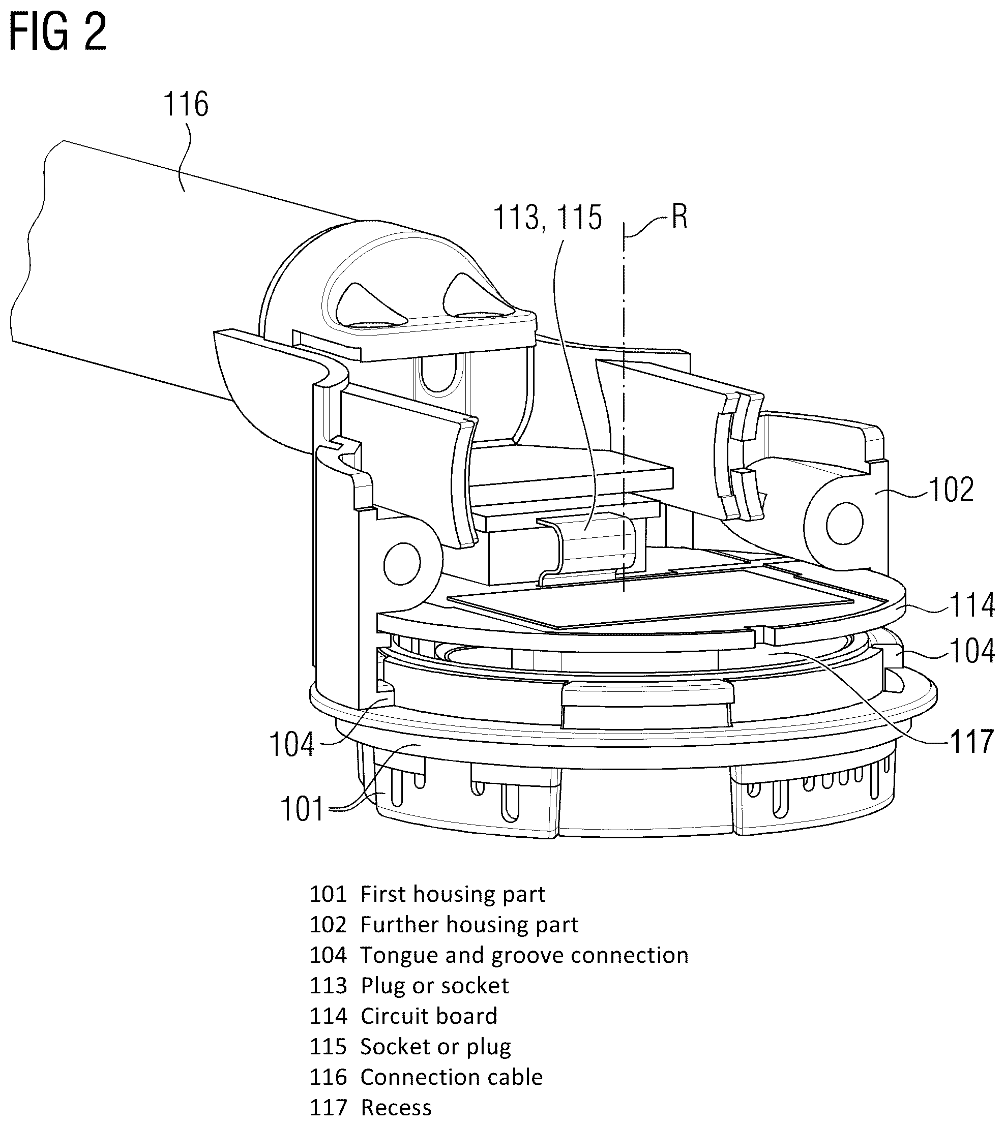 Patent US12097019 Figure 2 – Magnetic resonance local coil having rotatable connection cable