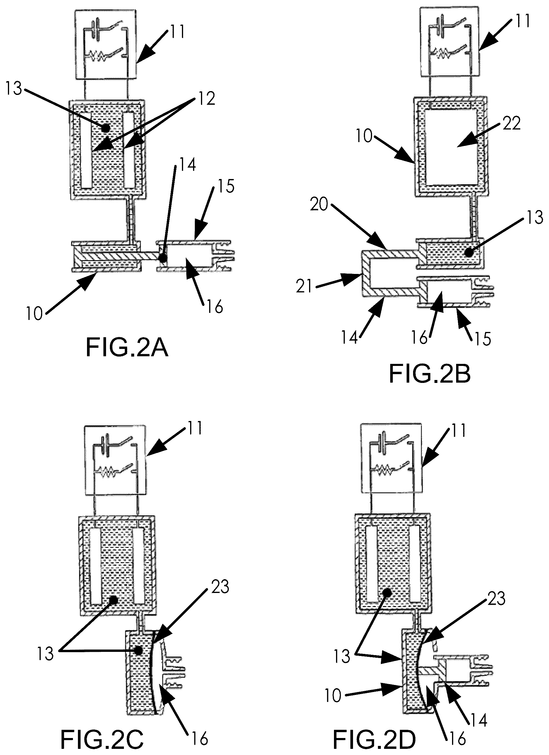 Patent US12097028 Figure 2 – Drug delivery device with electrically controlled volume changing means