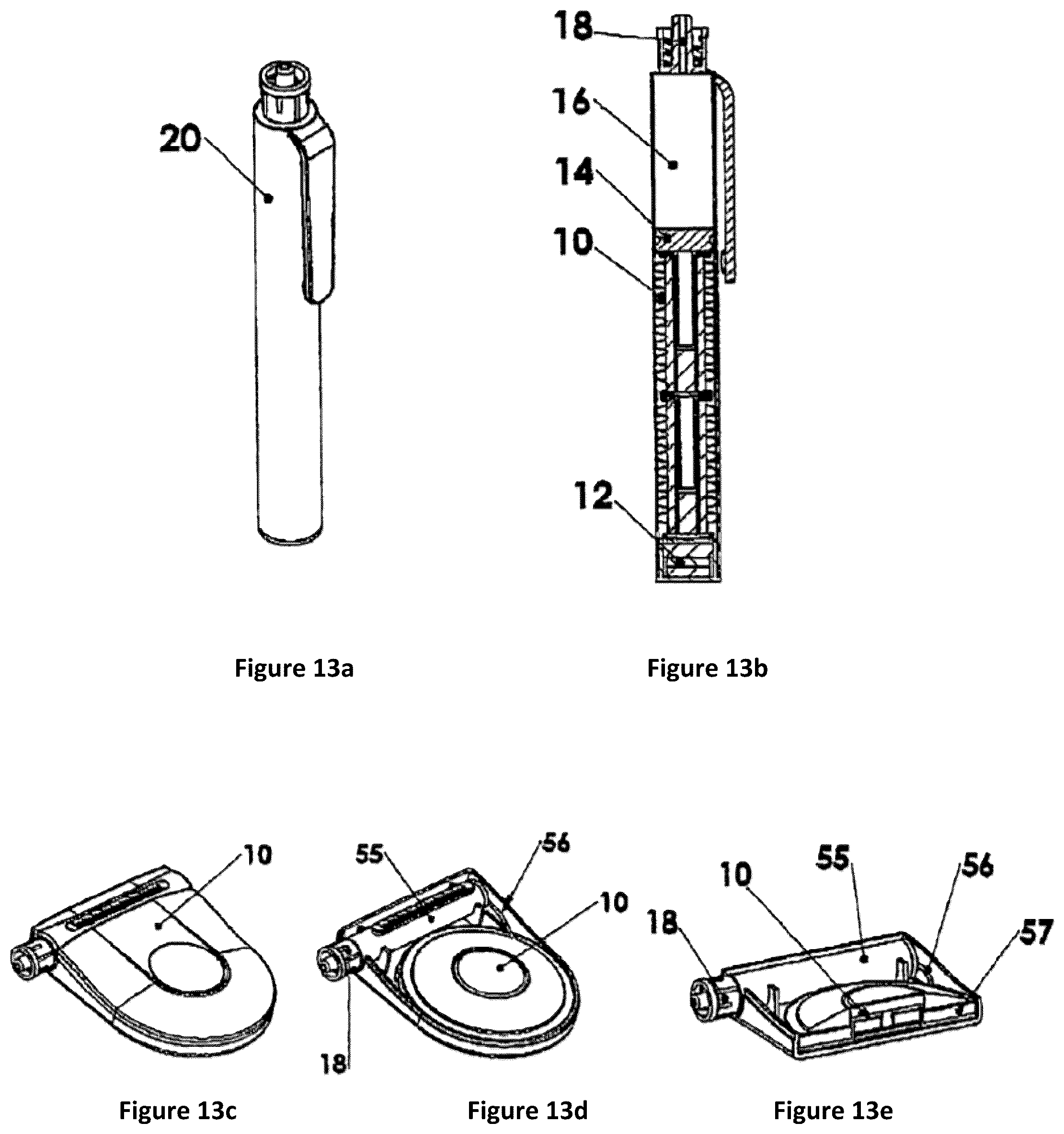 Patent US12097028 Figure 14 – Drug delivery device with electrically controlled volume changing means
