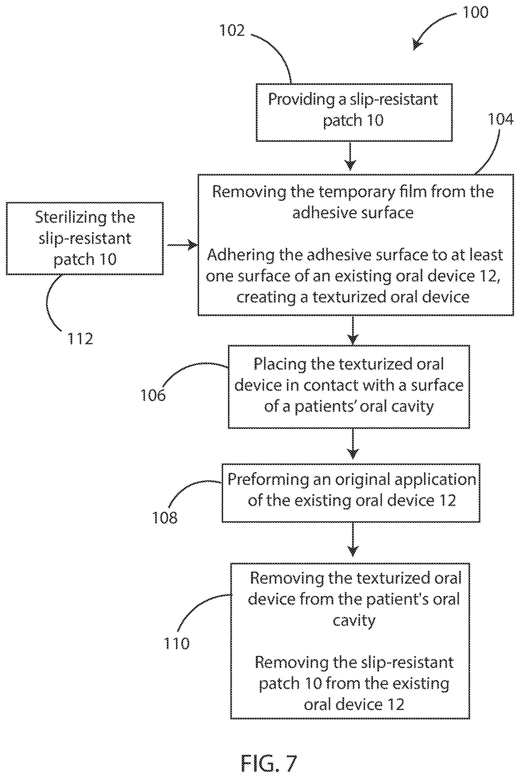 Patent US12097045 Figure 7 – Slip-resistance patch for oral devices