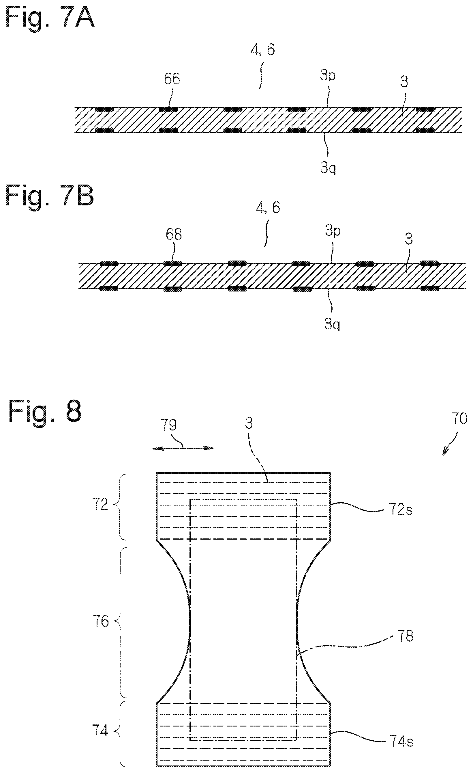 Patent US12097099 Figure 6 – Production method of elastic composite sheet, elastic composite sheet, and disposable wearable article using said elastic composite sheet