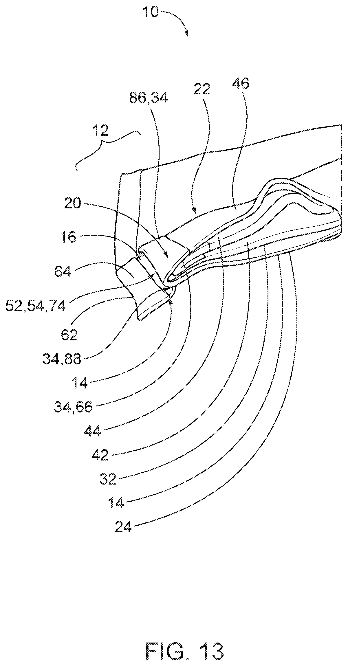 Patent US12097103 Figure 12 – Garments with fluid retention assemblies and related methods