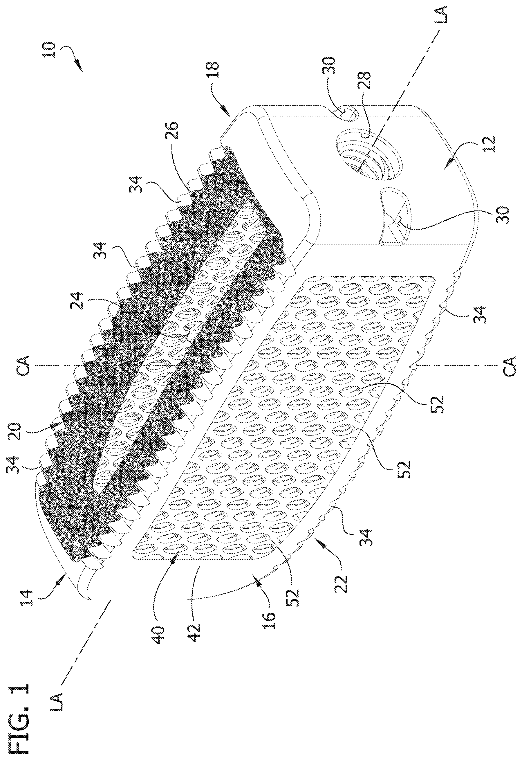 Patent US12097119 Figure 1 – Interbody spacer for spinal fusion