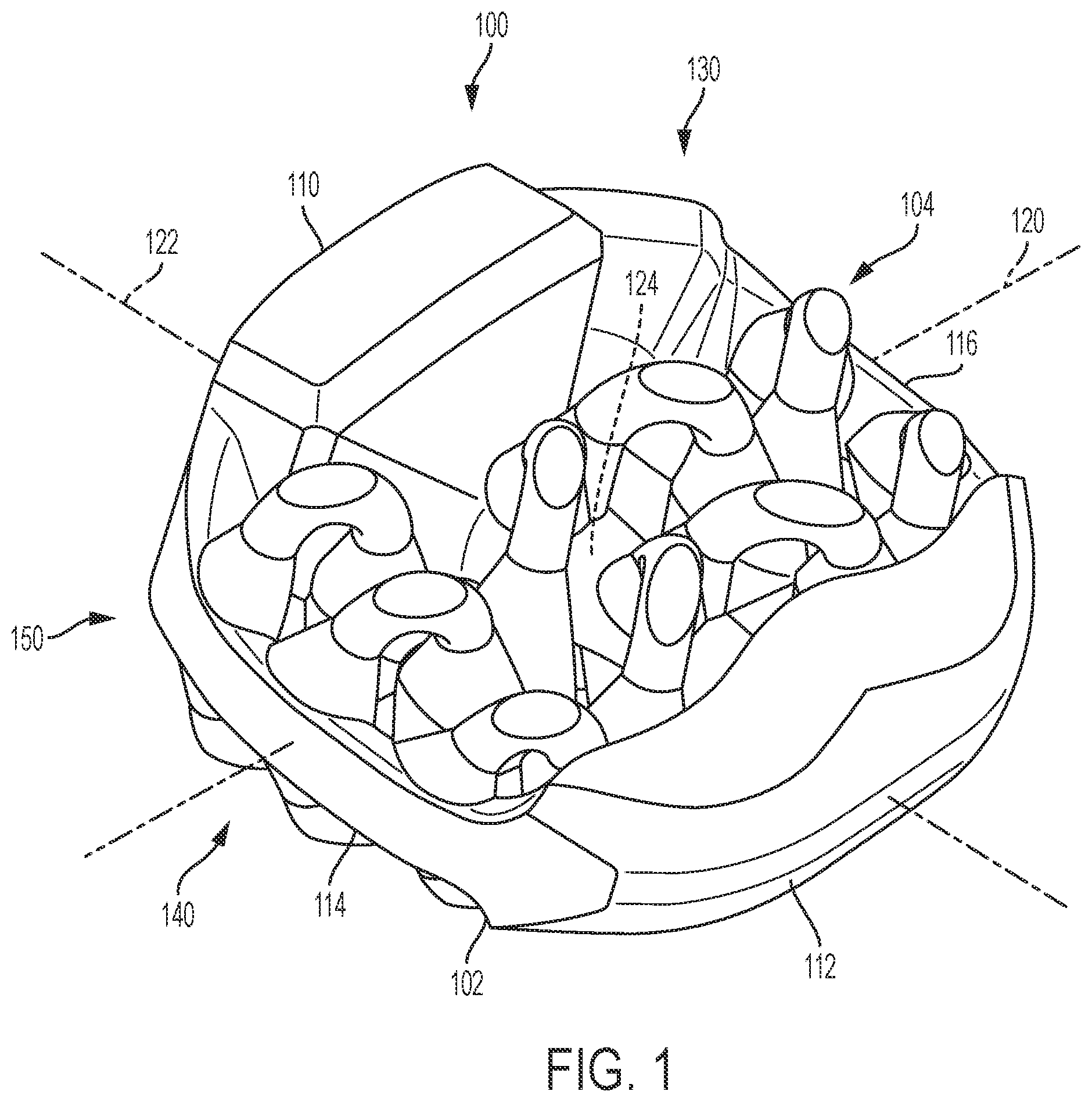 Patent US12097123 Figure 1 – Implant with arched bone contacting elements