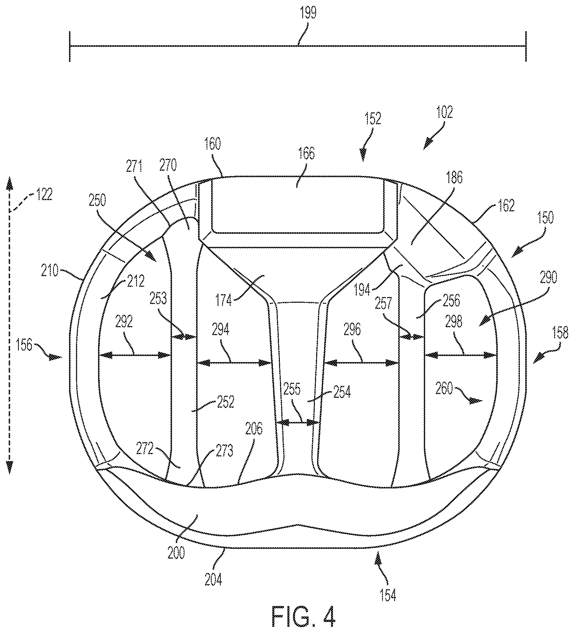 Patent US12097123 Figure 4 – Implant with arched bone contacting elements