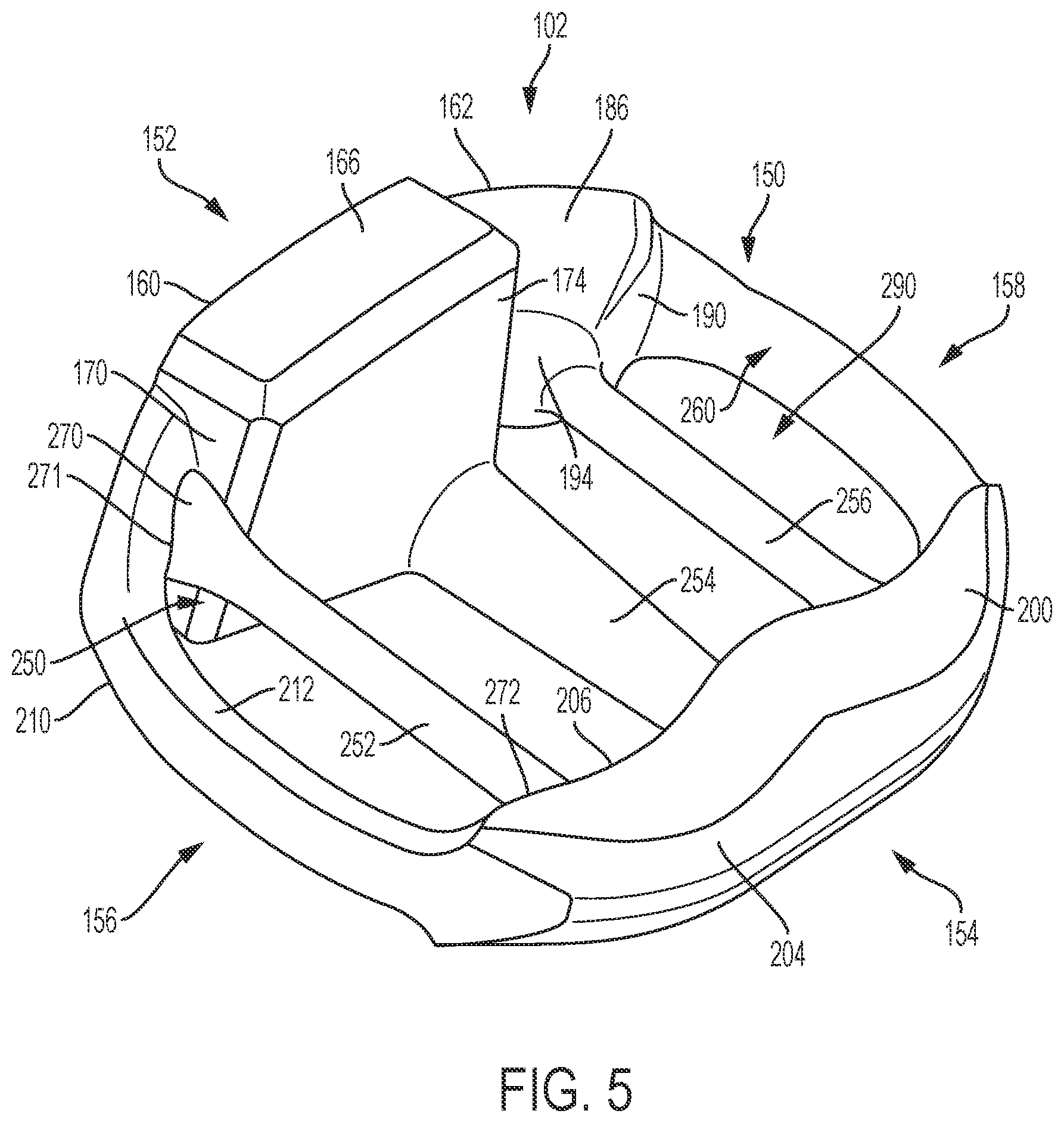 Patent US12097123 Figure 5 – Implant with arched bone contacting elements