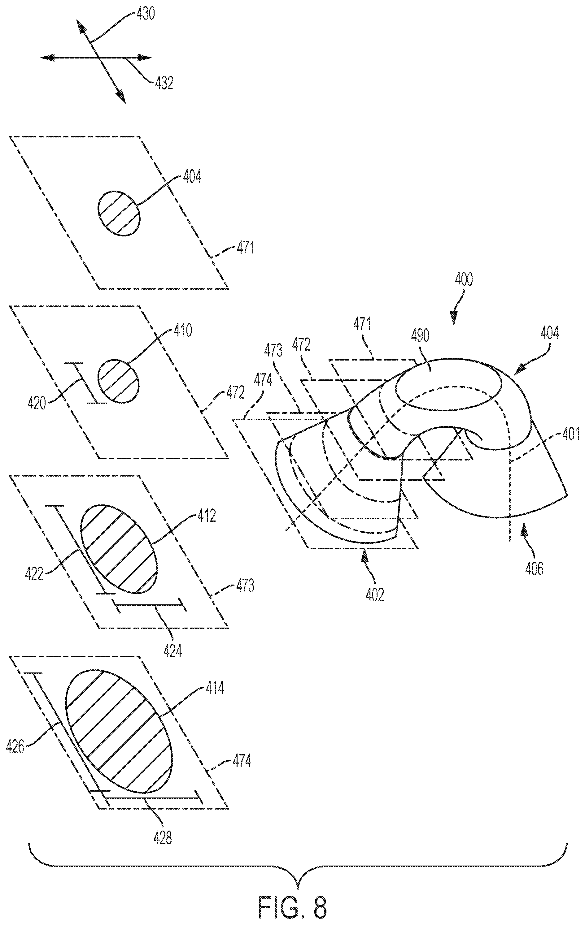 Patent US12097123 Figure 8 – Implant with arched bone contacting elements