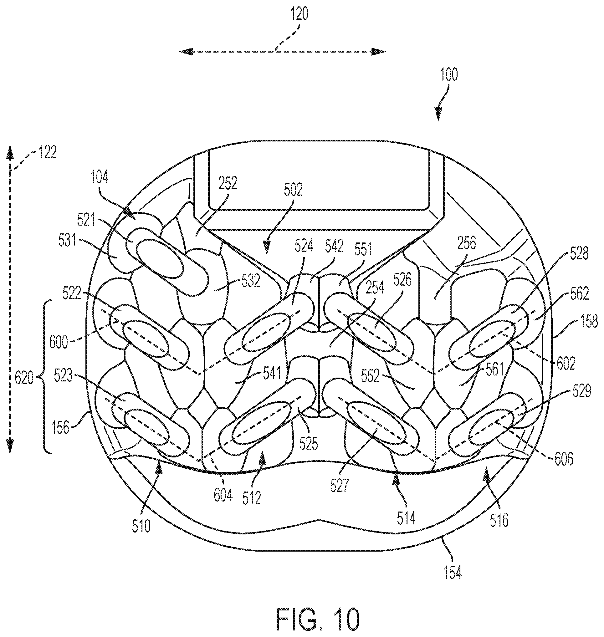 Patent US12097123 Figure 10 – Implant with arched bone contacting elements