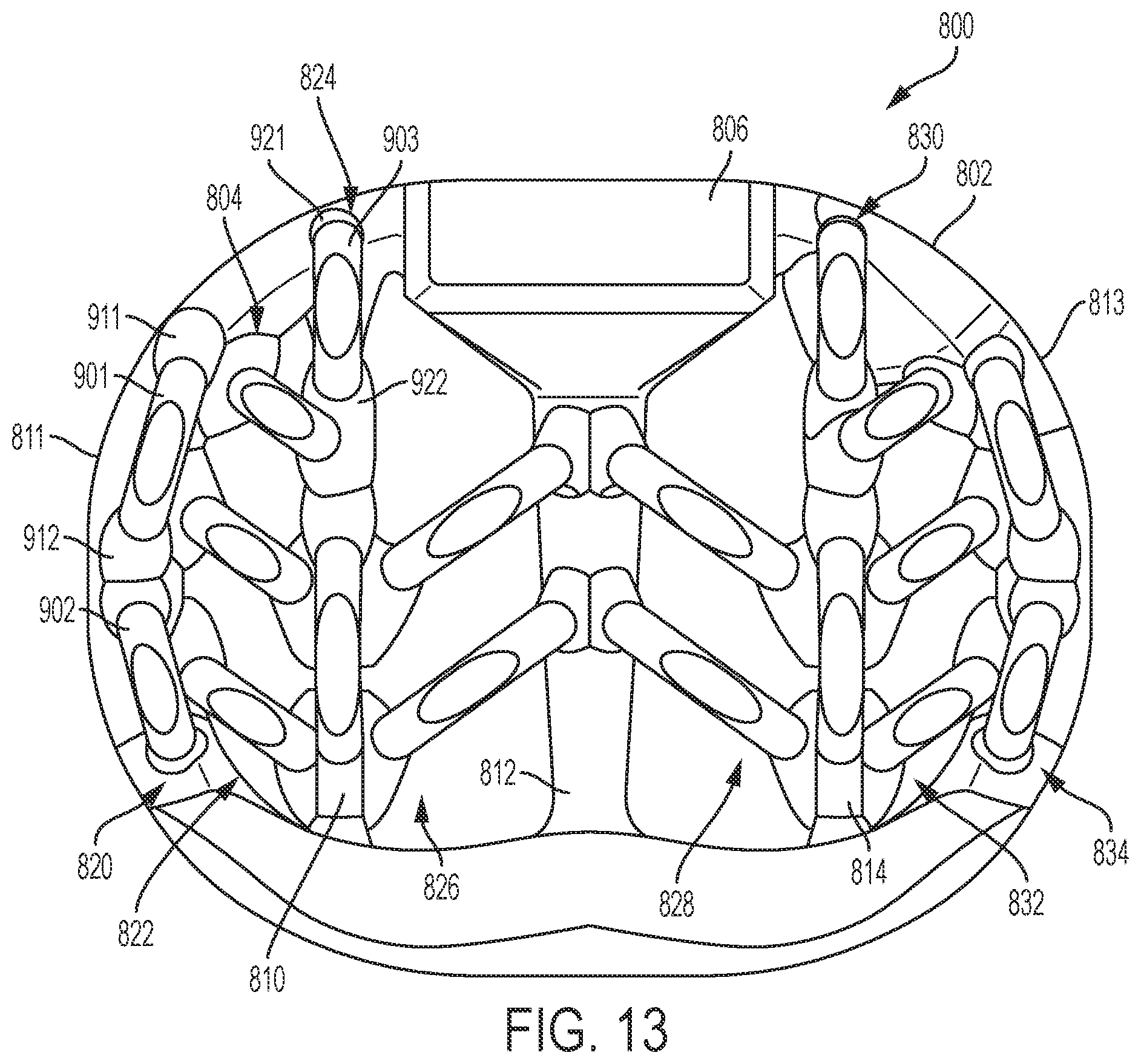 Patent US12097123 Figure 13 – Implant with arched bone contacting elements