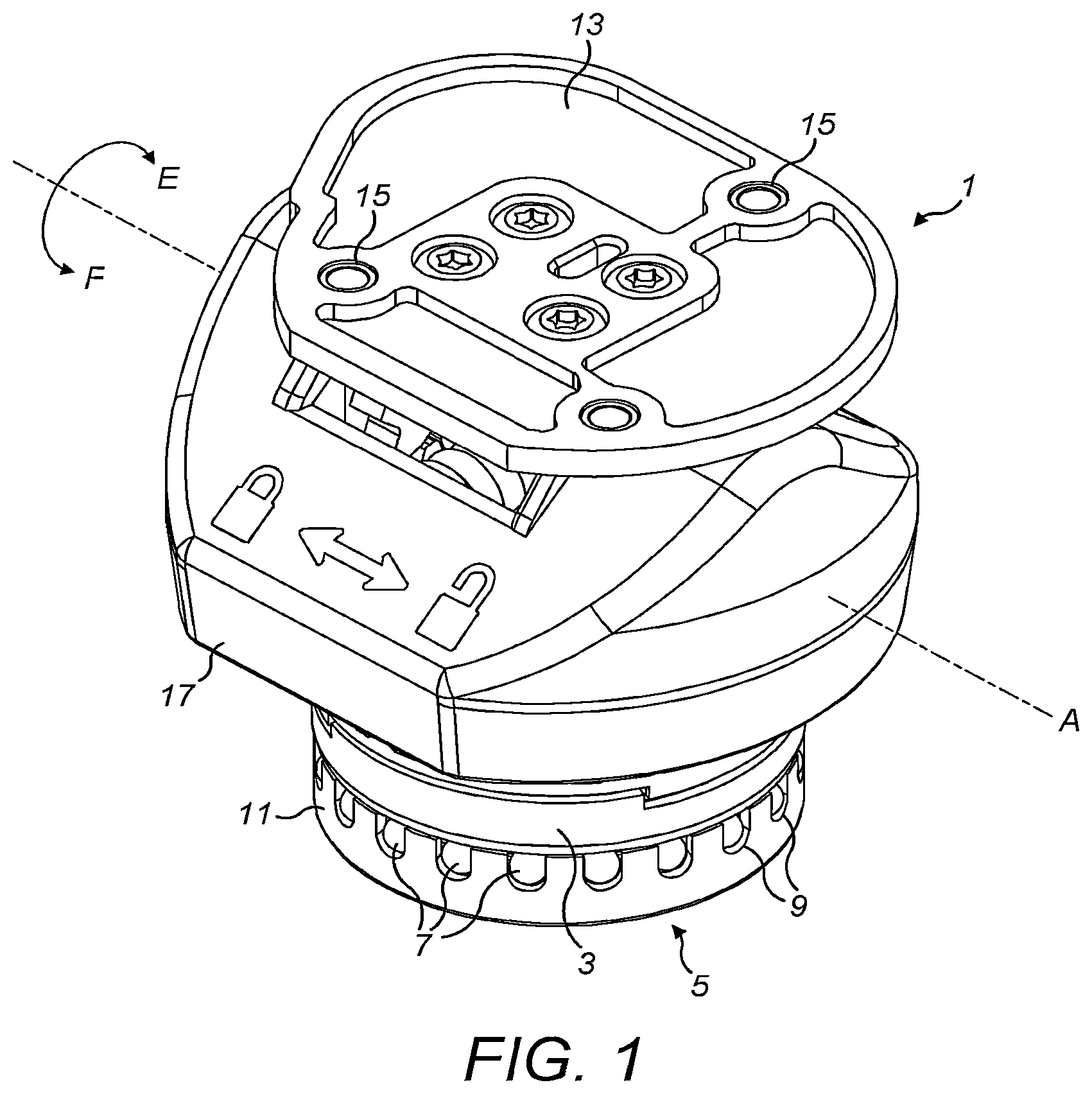 Patent US12097131 Figure 1 – Wrist device for a prosthetic limb