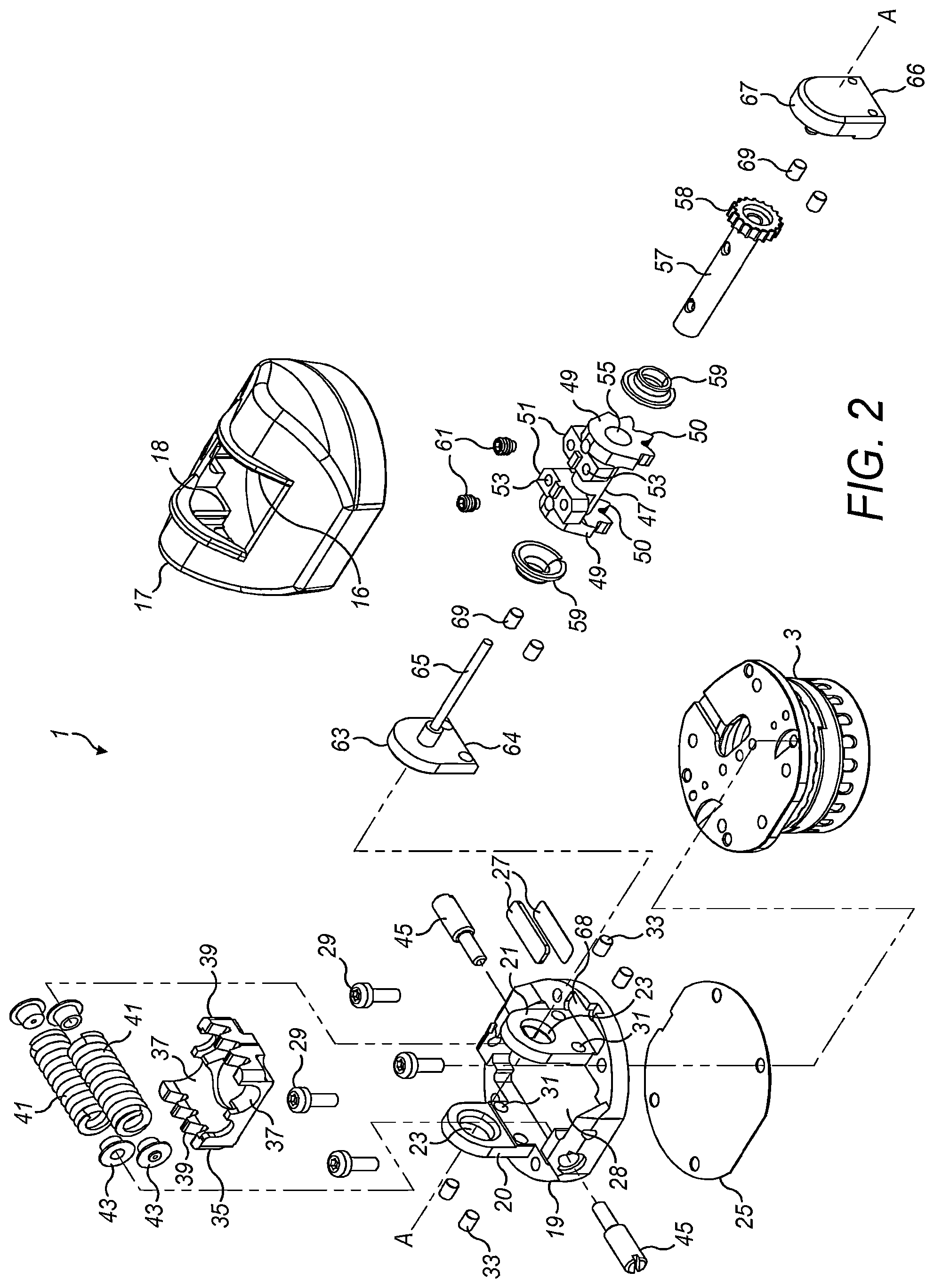 Patent US12097131 Figure 2 – Wrist device for a prosthetic limb