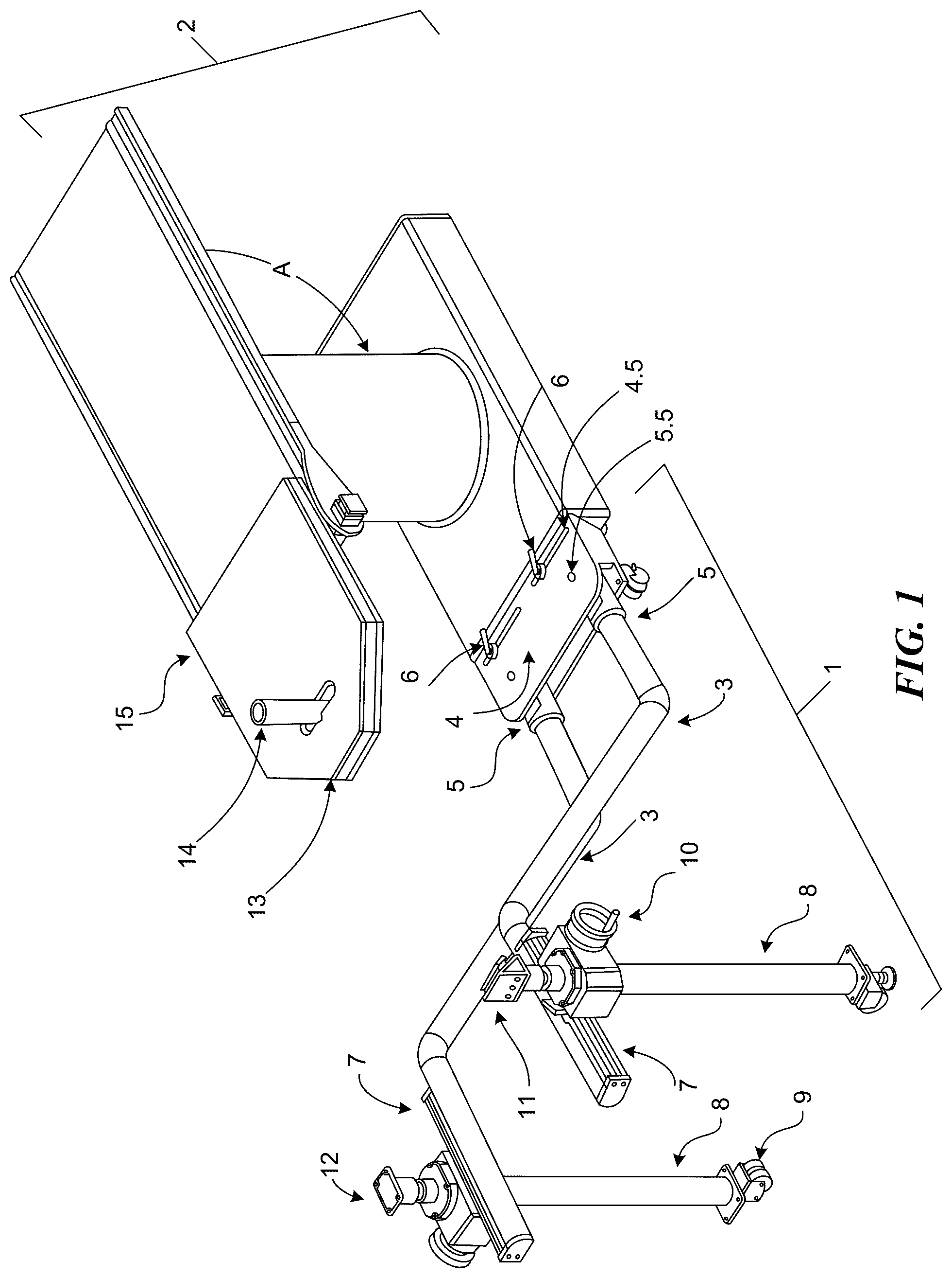 Patent US12097151 Figure 1 – Surgical table and accessories to facilitate hip arthroscopy
