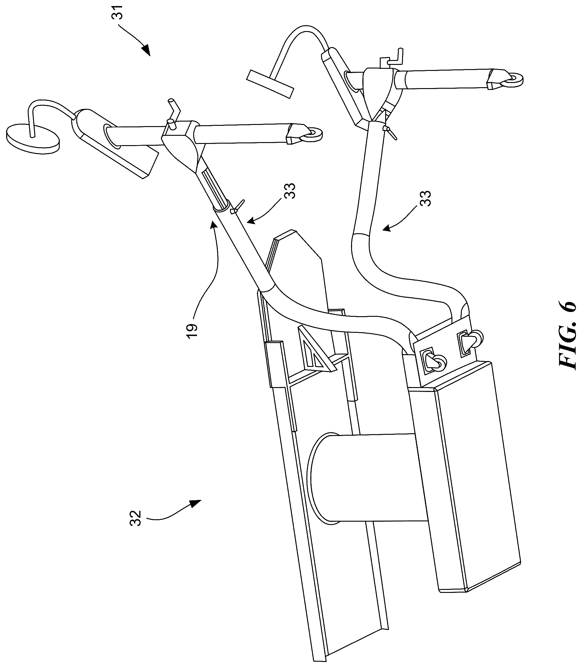 Patent US12097151 Figure 6 – Surgical table and accessories to facilitate hip arthroscopy