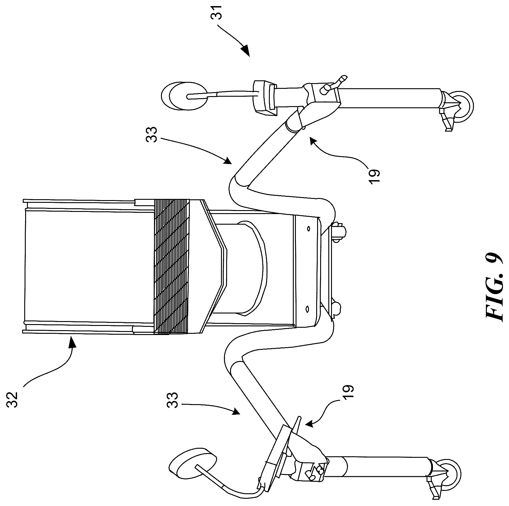 Patent US12097151 Figure 9 – Surgical table and accessories to facilitate hip arthroscopy