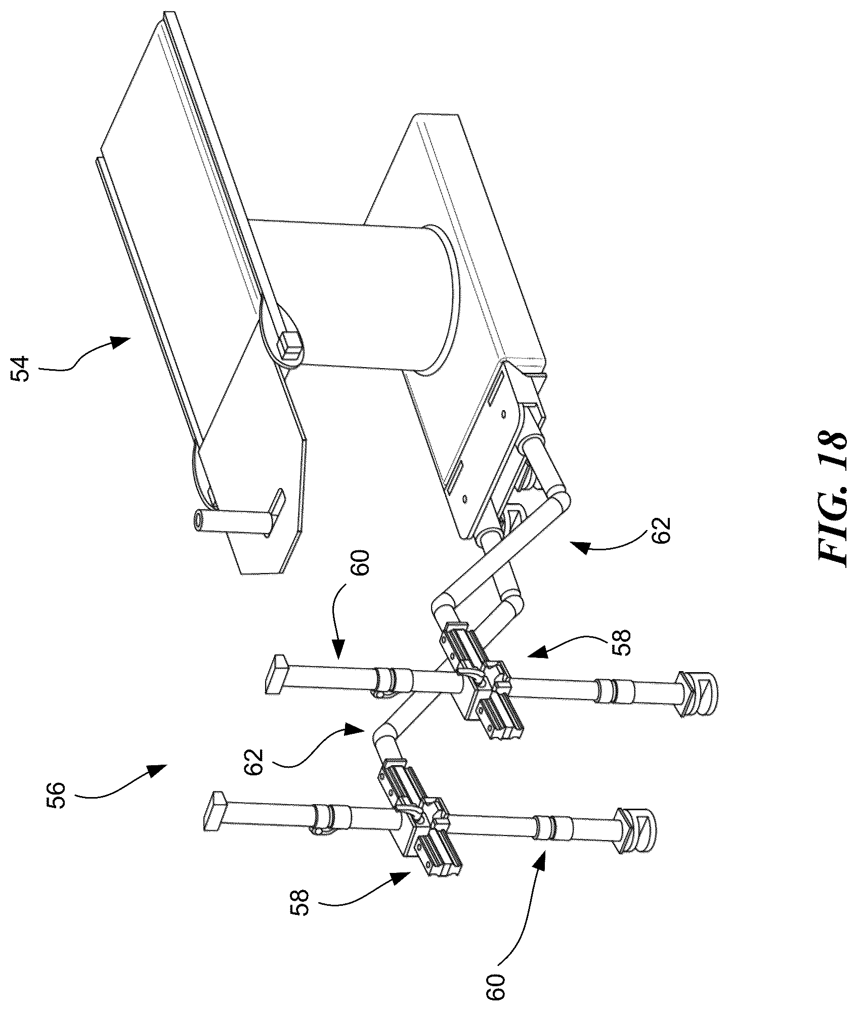 Patent US12097151 Figure 18 – Surgical table and accessories to facilitate hip arthroscopy