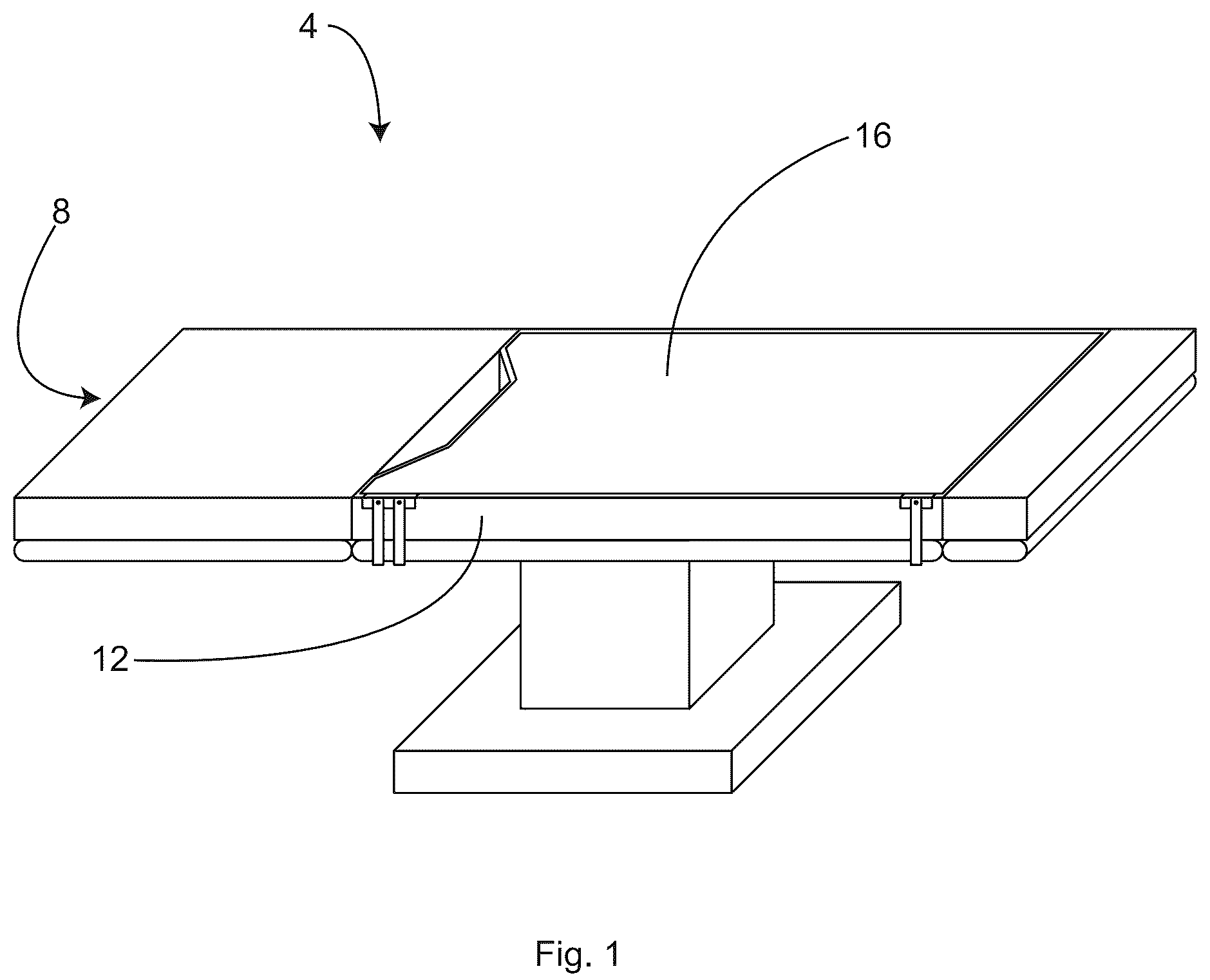 Patent US12097152 Figure 1 – Patient securement system for the surgical Trendelenburg position