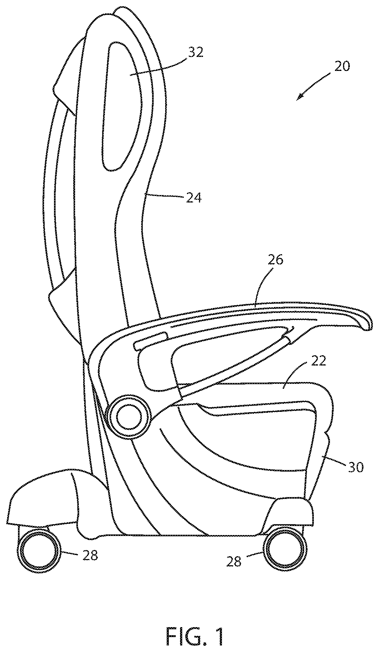 Patent US12097153 Figure 1 – Battery management for patient support apparatuses