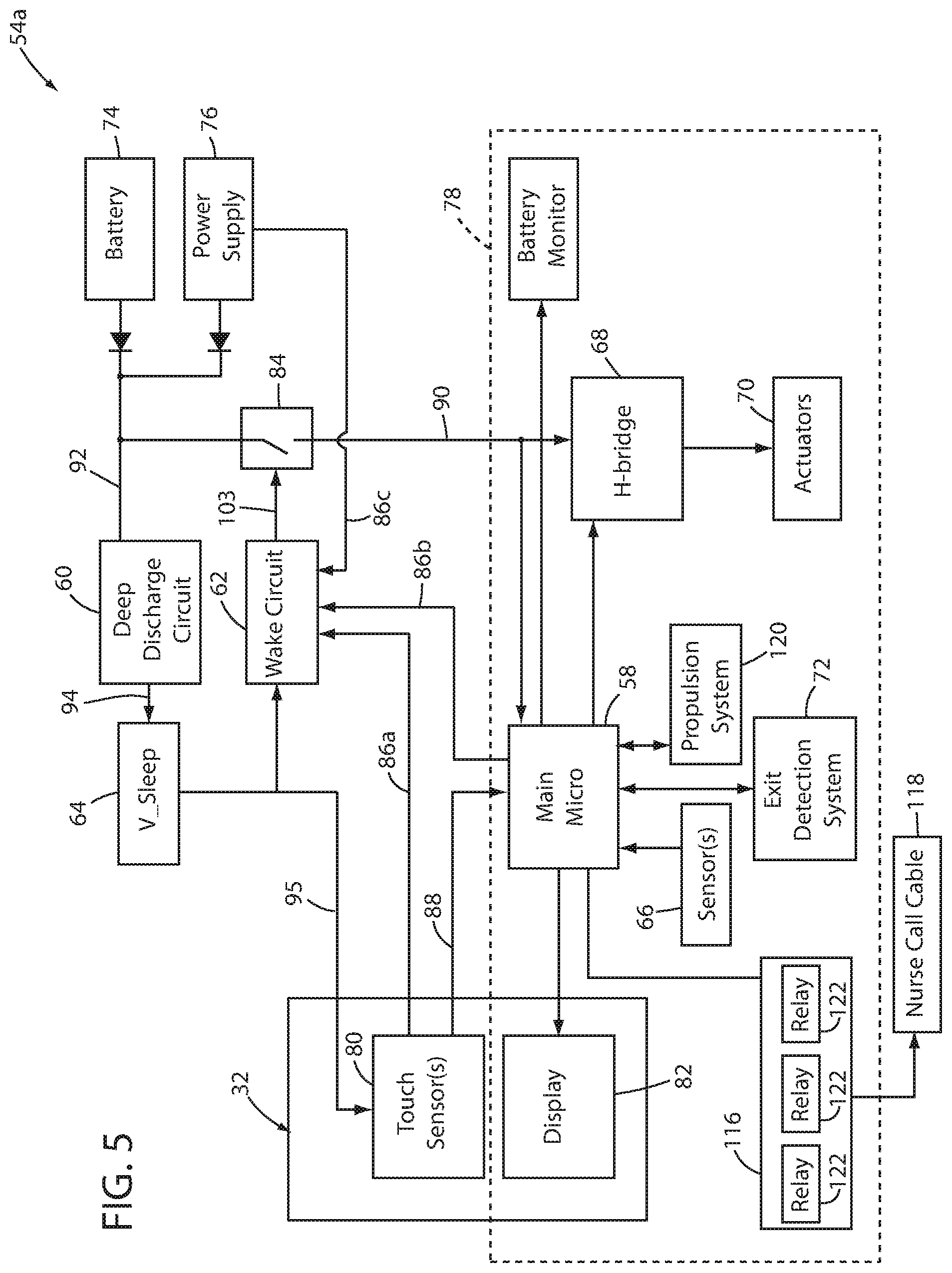 Patent US12097153 Figure 6 – Battery management for patient support apparatuses