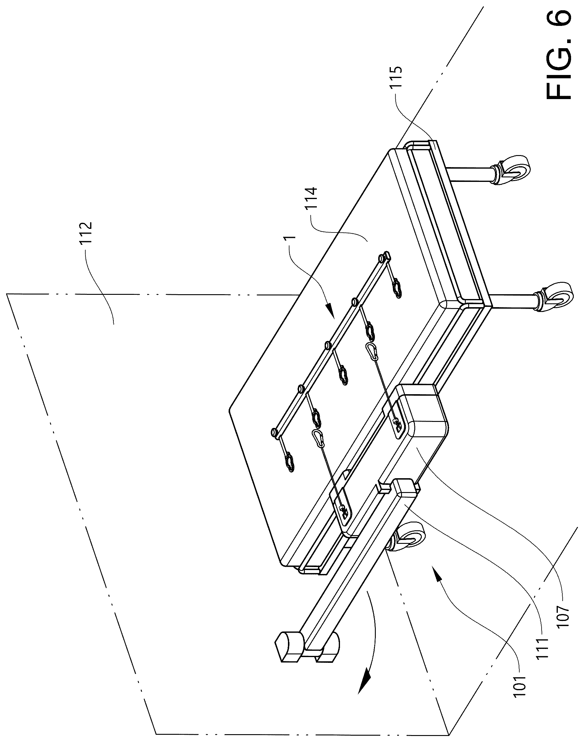 Patent US12097156 Figure 8 – Sheet holding arrangement and a patient transfer device
