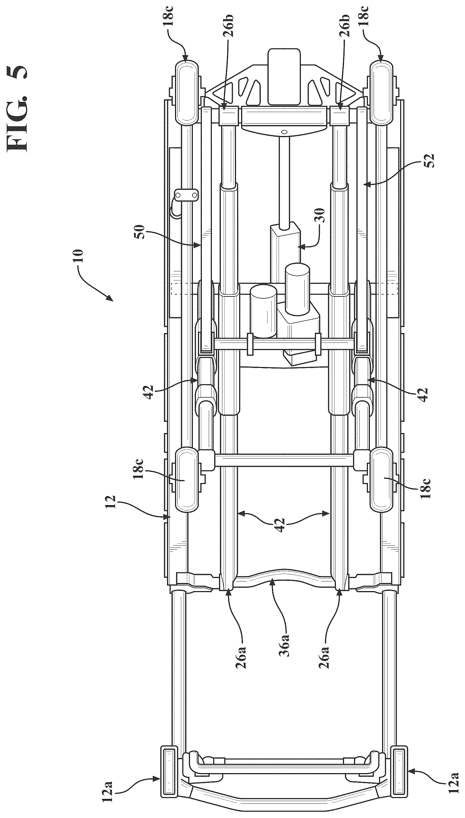 Patent US12097157 Figure 5 – Patient support apparatus with powered unloading dynamic weigh adjustment