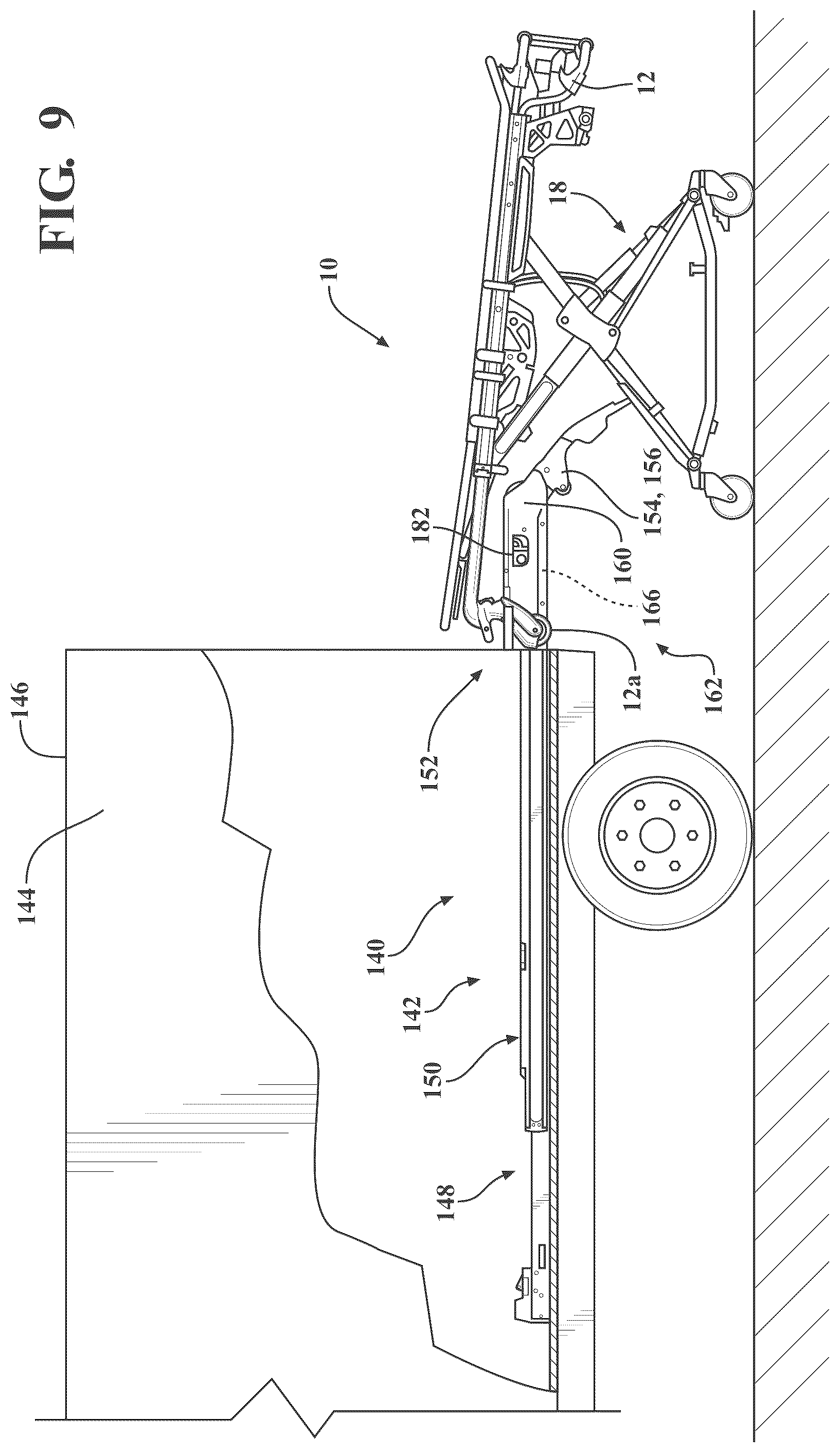 Patent US12097157 Figure 9 – Patient support apparatus with powered unloading dynamic weigh adjustment