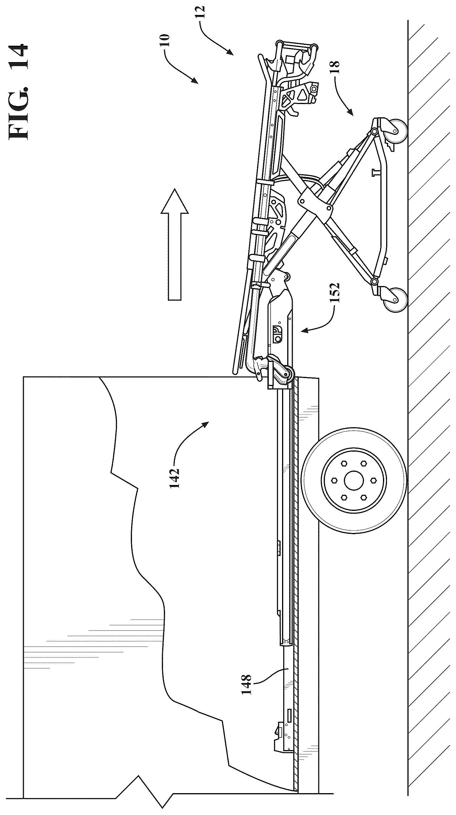 Patent US12097157 Figure 14 – Patient support apparatus with powered unloading dynamic weigh adjustment