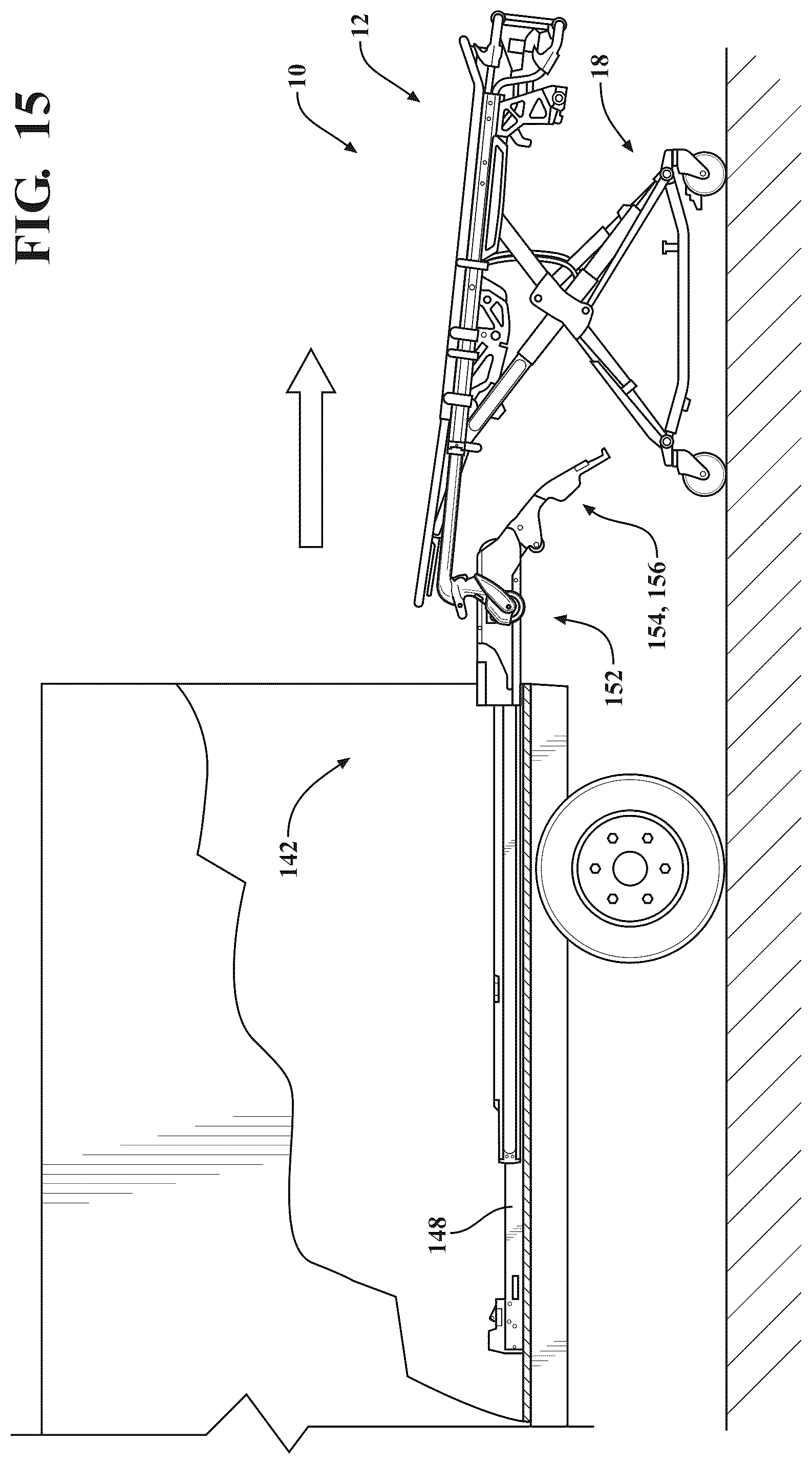 Patent US12097157 Figure 15 – Patient support apparatus with powered unloading dynamic weigh adjustment