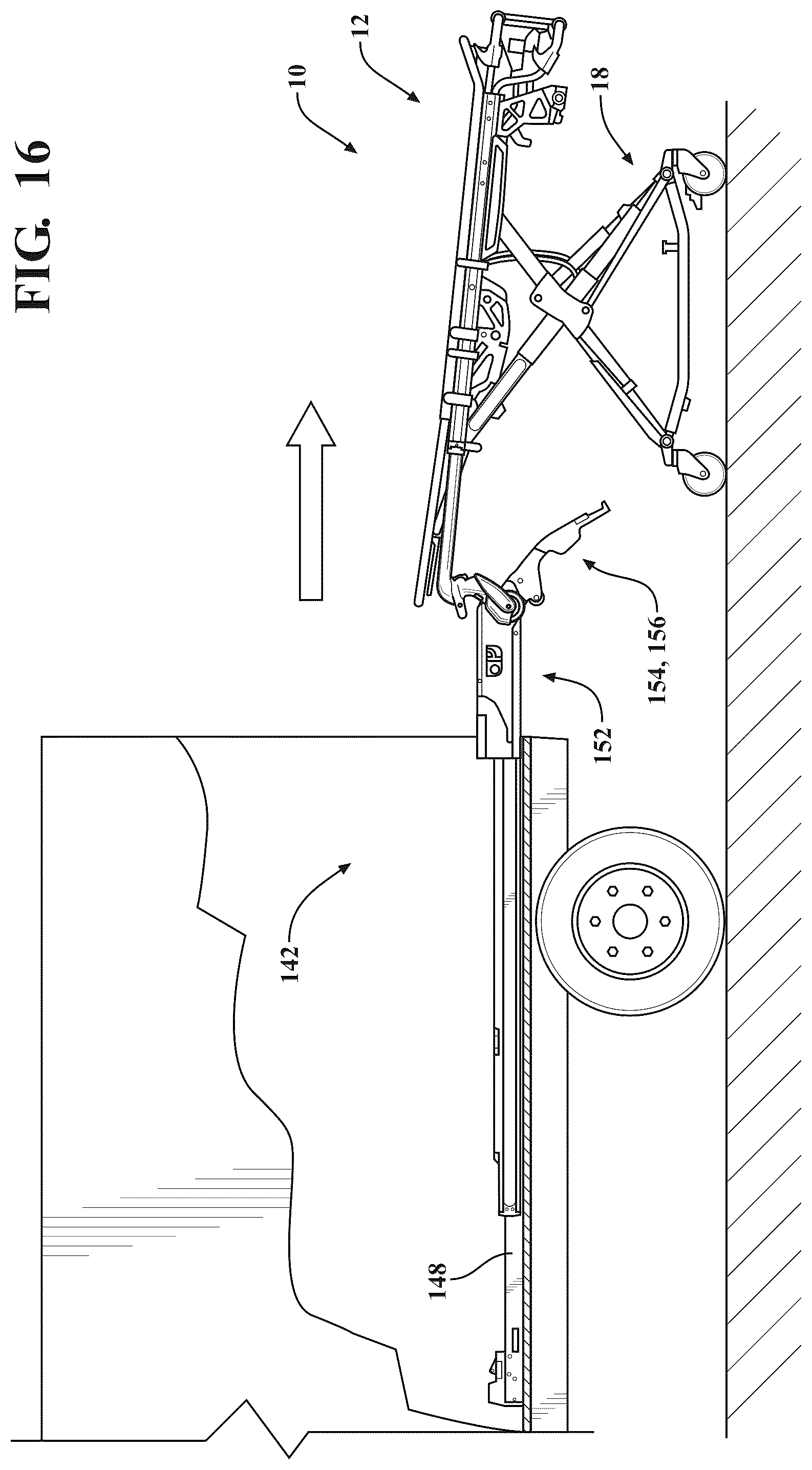 Patent US12097157 Figure 16 – Patient support apparatus with powered unloading dynamic weigh adjustment