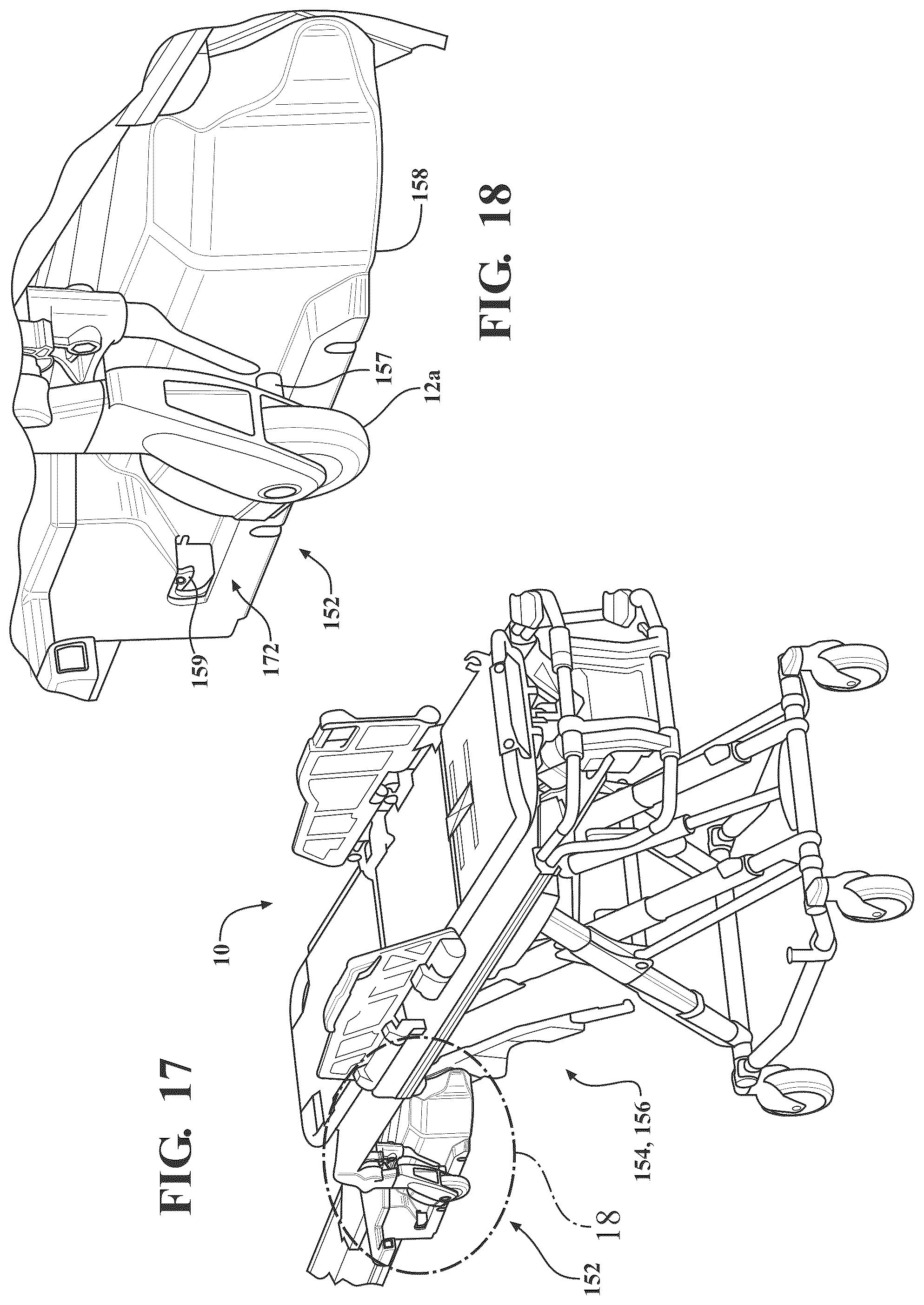 Patent US12097157 Figure 17 – Patient support apparatus with powered unloading dynamic weigh adjustment