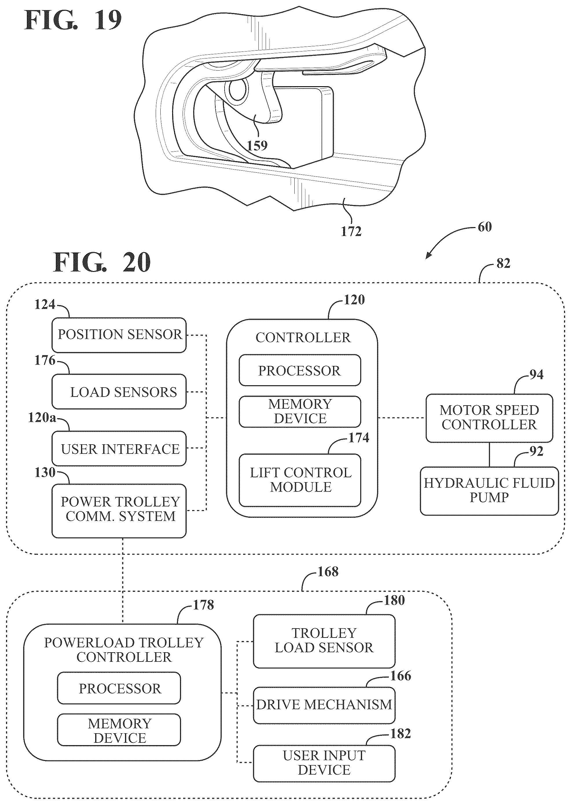 Patent US12097157 Figure 18 – Patient support apparatus with powered unloading dynamic weigh adjustment