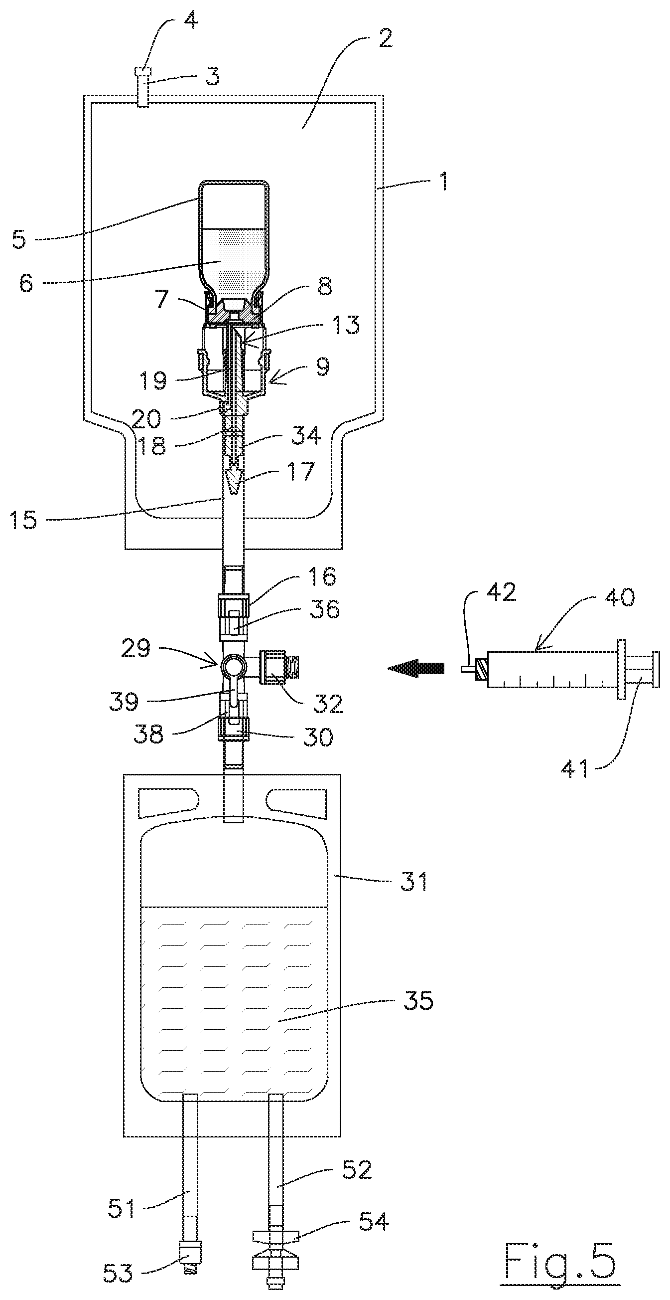 Patent US12097168 Figure 5 – Sterile and sterilized package for administration of medicinal or nutritional substances