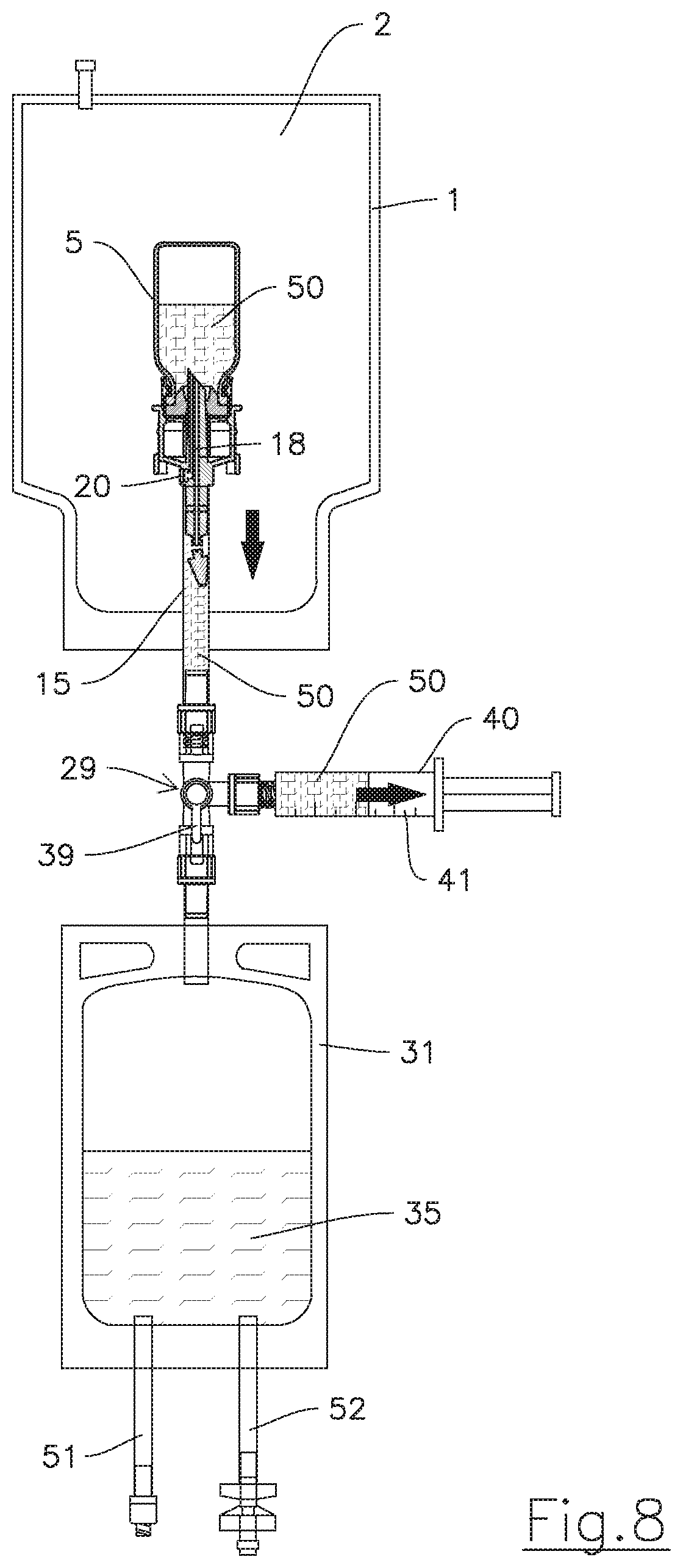 Patent US12097168 Figure 8 – Sterile and sterilized package for administration of medicinal or nutritional substances