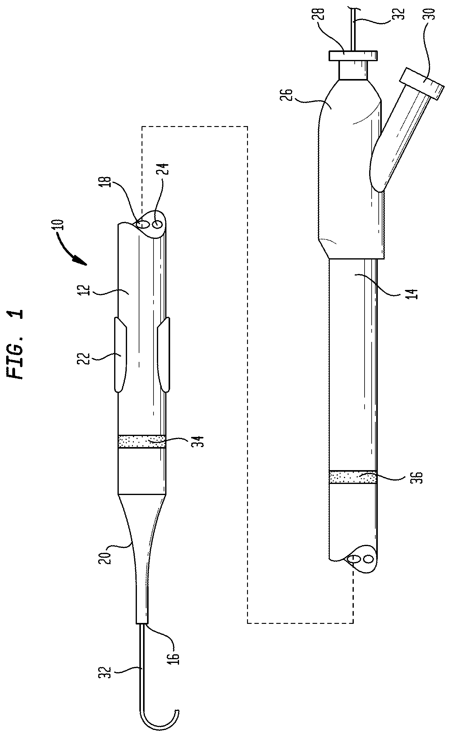 Patent US12097334 Figure 1 – Dilation delivery system for a medical device