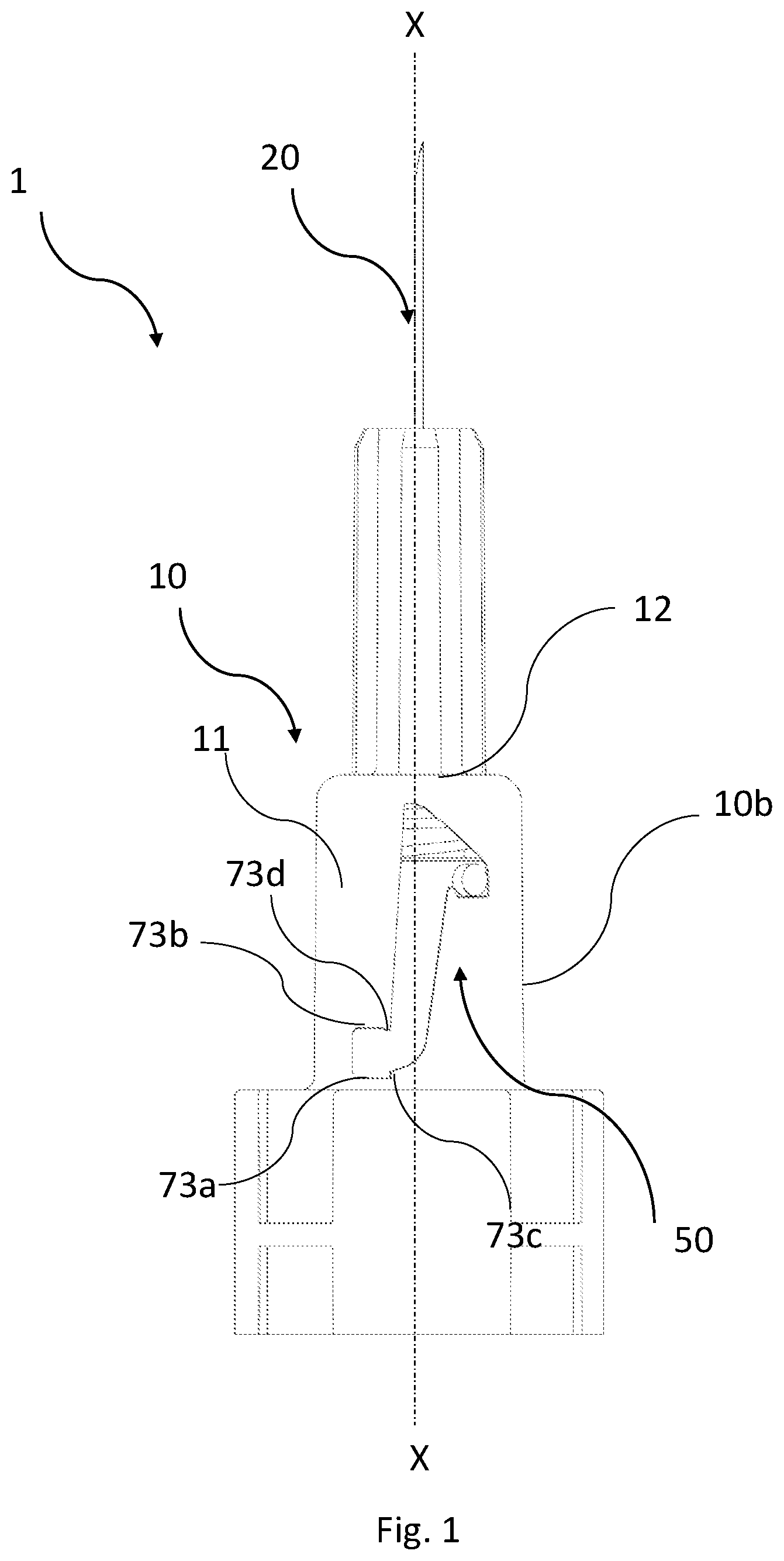 Patent US12097360 Figure 1 – Safety needle device