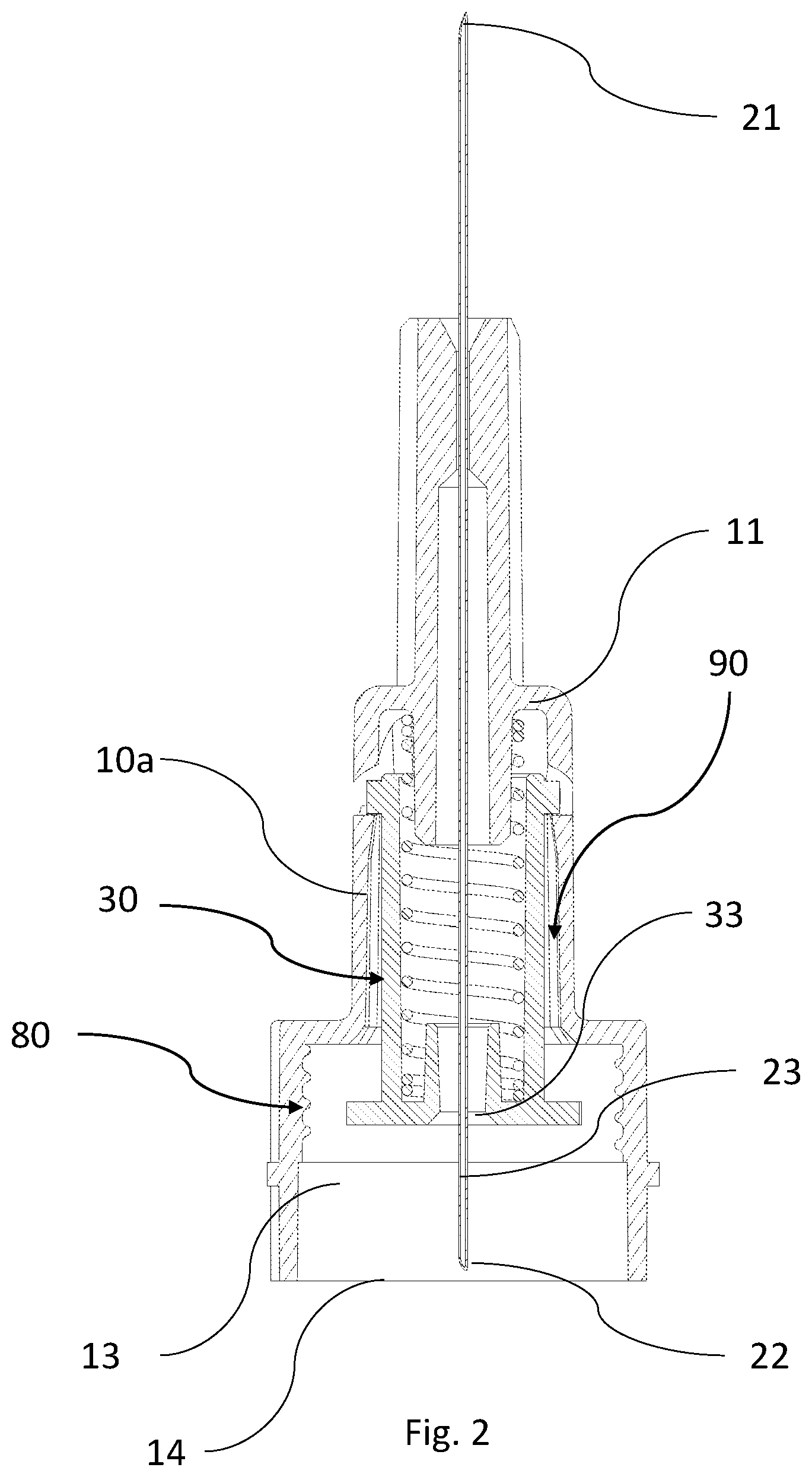 Patent US12097360 Figure 2 – Safety needle device